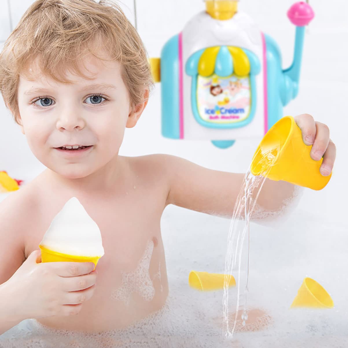 ABOOFAN Ice Cream Bubble Machine - Bubble Blower for Kids, Bubble Bath Toy for Girls & Boys, Fun Bath Time & Outdoor Play, Perfect for Parties & Summer Activities