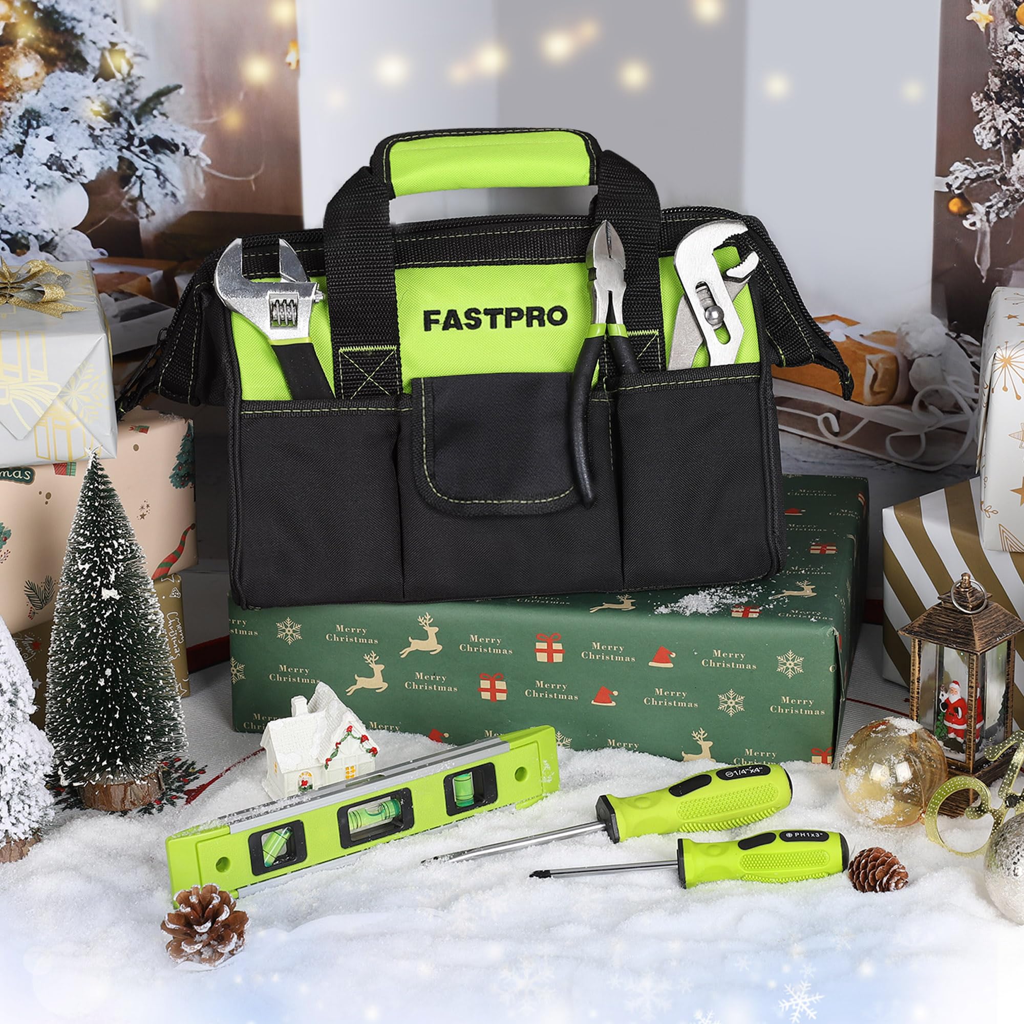 FASTPRO 236-Piece Home Repair Tool Kit with 12-Inch Wide Mouth Storage Bag - Complete Mechanics Hand Tool Set for DIY, Home Maintenance & Auto Repairs - Perfect for Household Projects, Furniture Assembly & Emergency Fixes (Green)