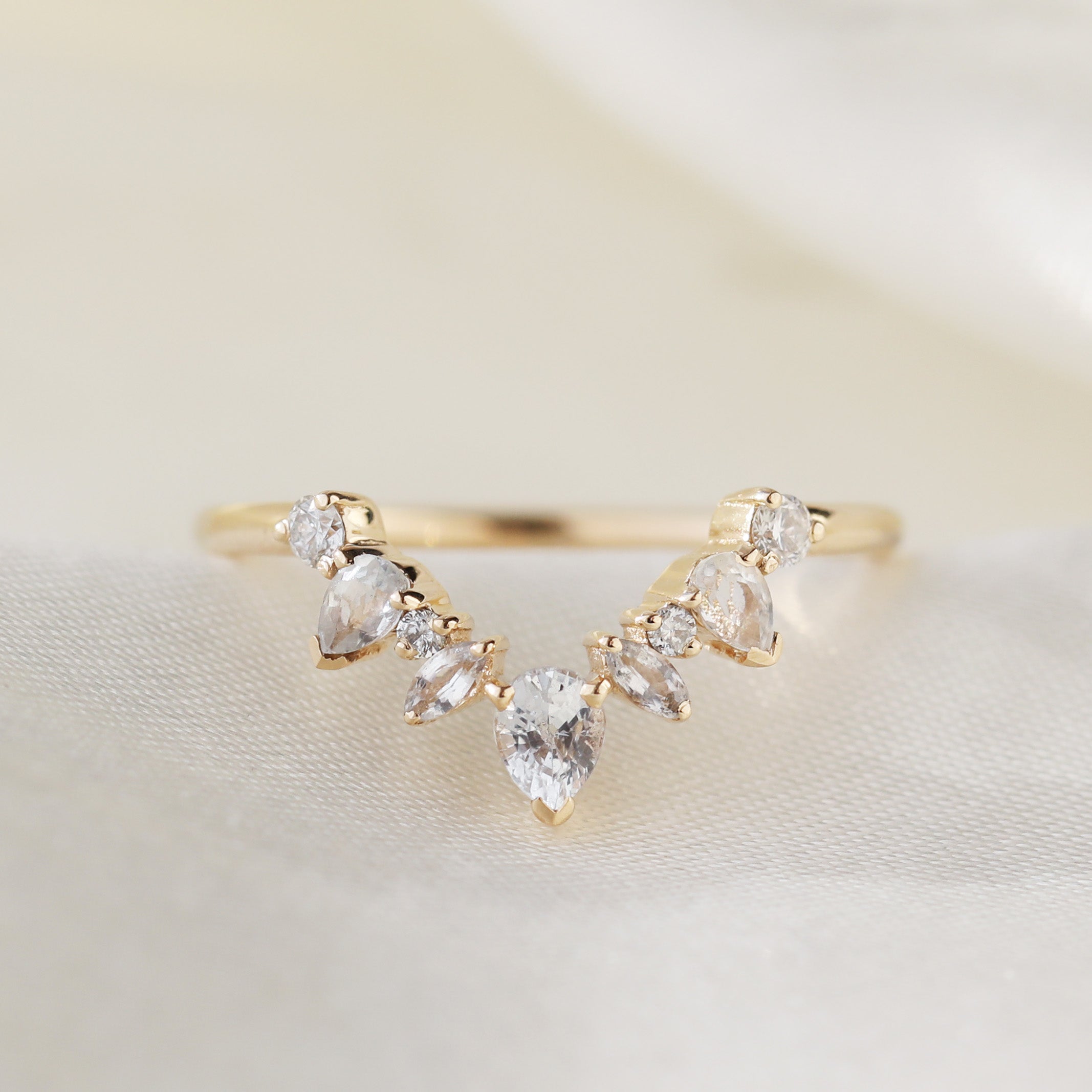 Aria Diamond & Sapphire Hugging Ring for Women - Elegant Stackable Wedding Band, Anniversary Gift for Her - Perfect for Engagement, Proposal & Special Occasions