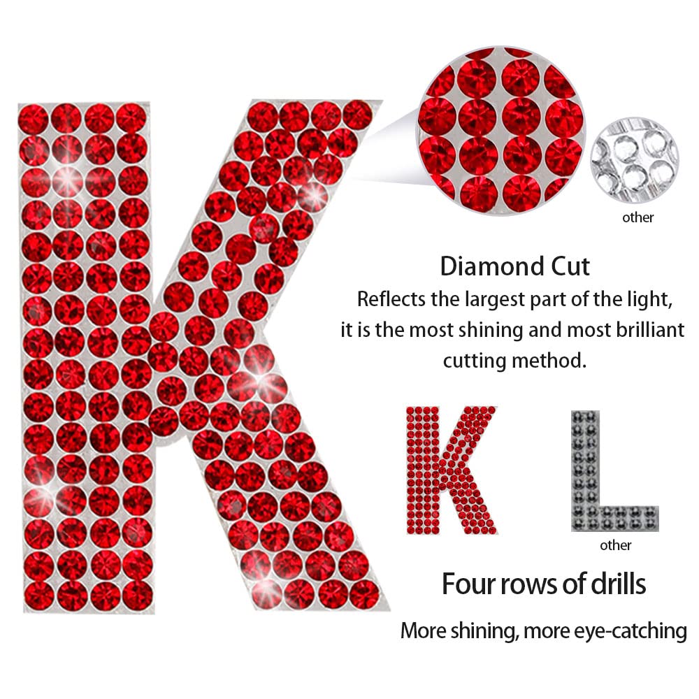Glitter Rhinestone Alphabet Letter Stickers - 26 Self-Adhesive Letters for DIY Crafts, Scrapbooking, Home Decor & Nail Art (Red) - Perfect for Party Invitations, Gift Wrapping & School Projects