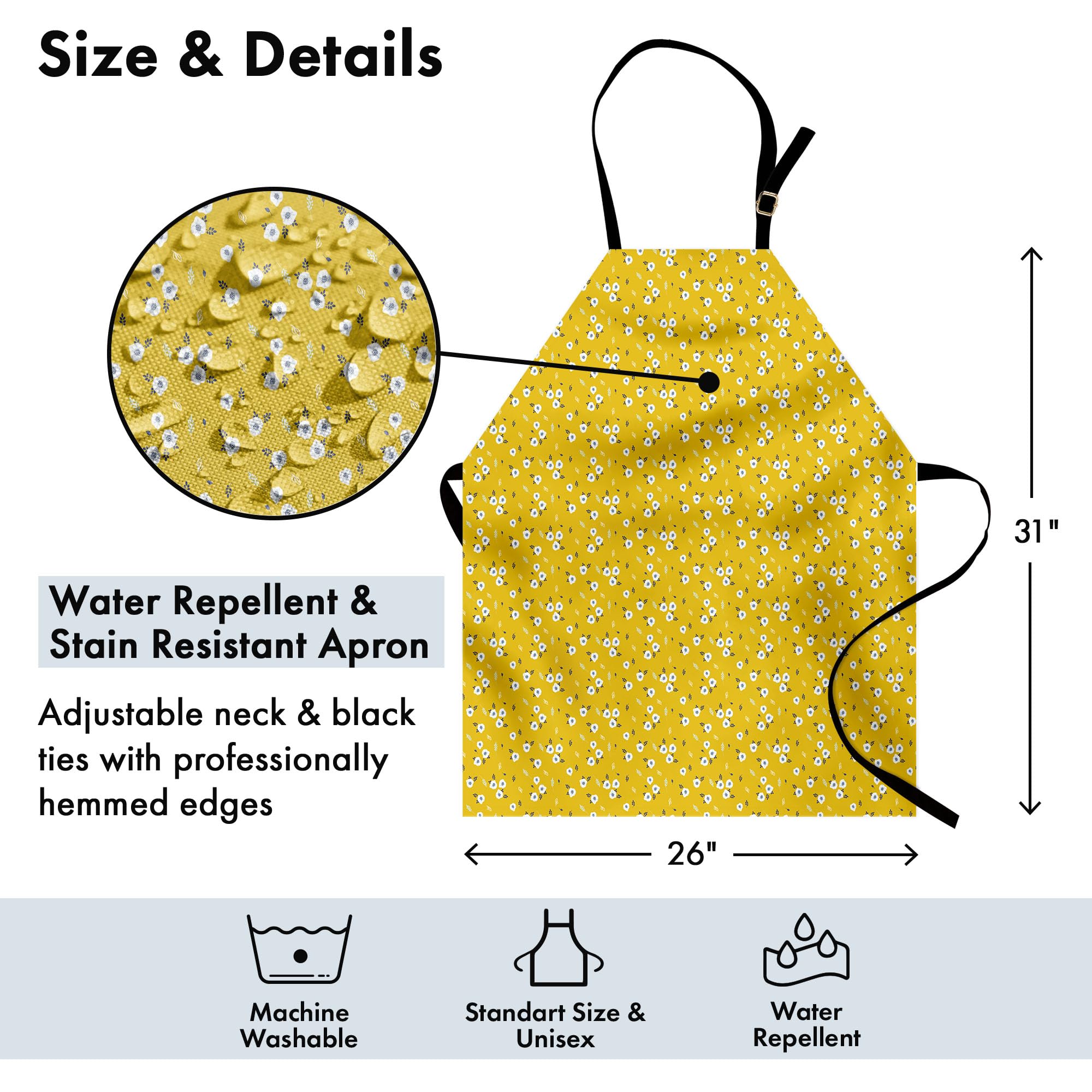 Ambesonne Floral Apron - Anemone Pattern for Cooking & Gardening