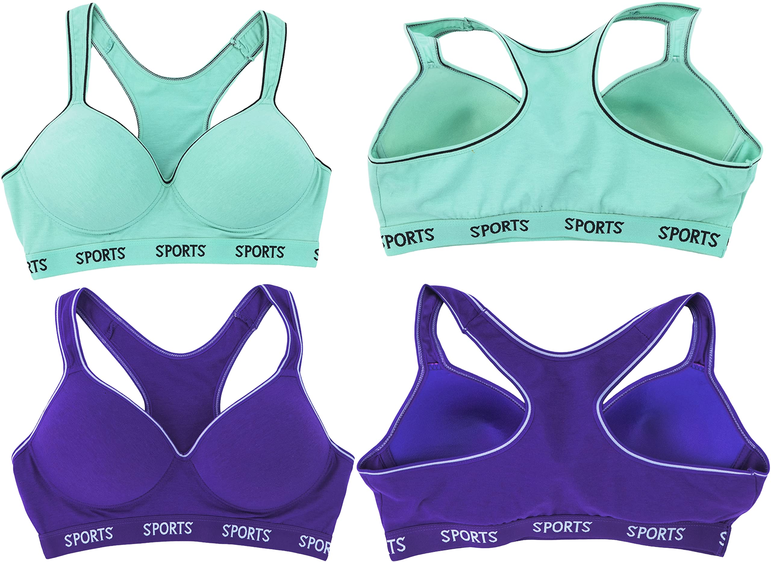 ToBeInStyle Women's 6-Pack Colorful Sports Bras with Logo Design - Perfect for Yoga, Gym & Running Workouts