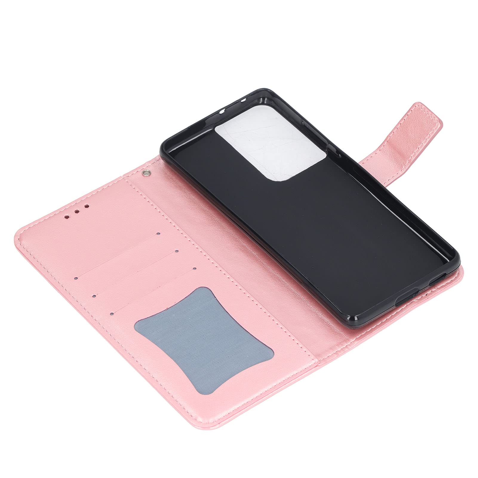 **Flower Embossed Wallet Phone Case for Samsung Galaxy S21 Ultra – Shockproof Card Holder with Adjustable Stand (Rose Gold) | Perfect for Hands-Free Viewing & Secure Card Storage**