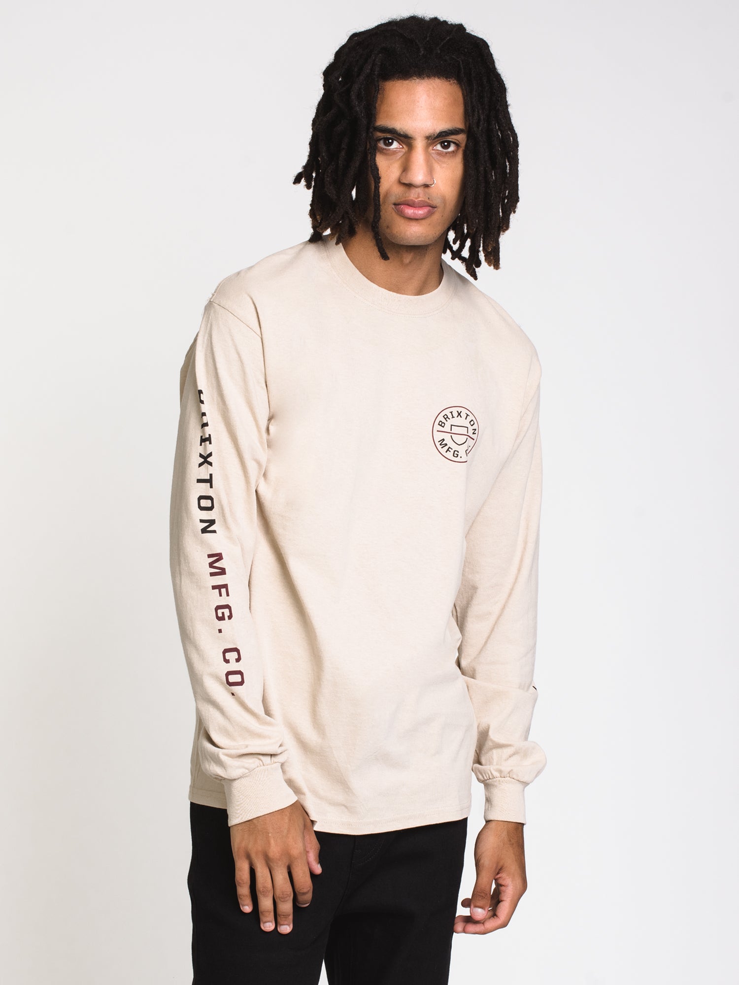 Brixton Crest Long Sleeve T-Shirt for Men - Soft Cotton Crewneck Tee - Casual & Streetwear Style - Perfect for Everyday Wear, Outdoors, and Urban Fashion