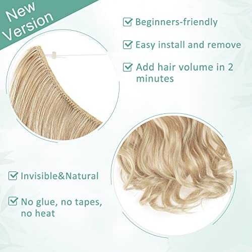 Premium Curly Synthetic Invisible Wire Hair Extensions - Seamless Clip-In Extensions for Volume & Length - Perfect for Parties, Weddings & Everyday Styling