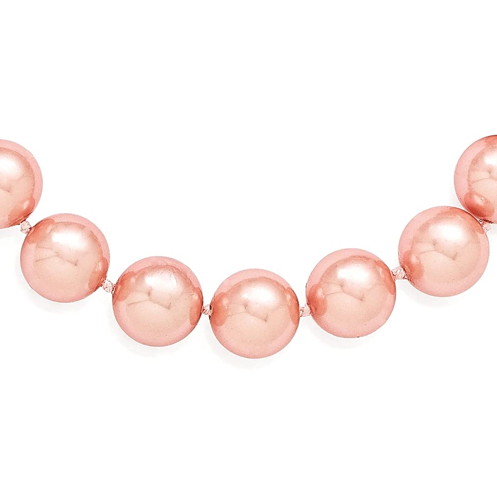Majestik 925 Sterling Silver Pink Seashell Mermaid Necklace - 13mm Simulated Pearl Hand-Knotted Chain Pendant for Women | Beach Jewelry, Nautical Gift for Her, Perfect for Summer Vacations & Ocean-Themed Parties
