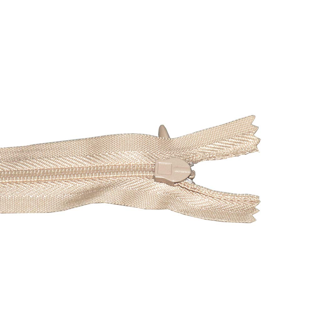 CONSANTO 20 Pack 18-Inch Beige Invisible Nylon Coil Zippers for Sewing, Tailoring & DIY Crafts - Perfect for Dresses, Skirts, Bags & Home Decor Projects