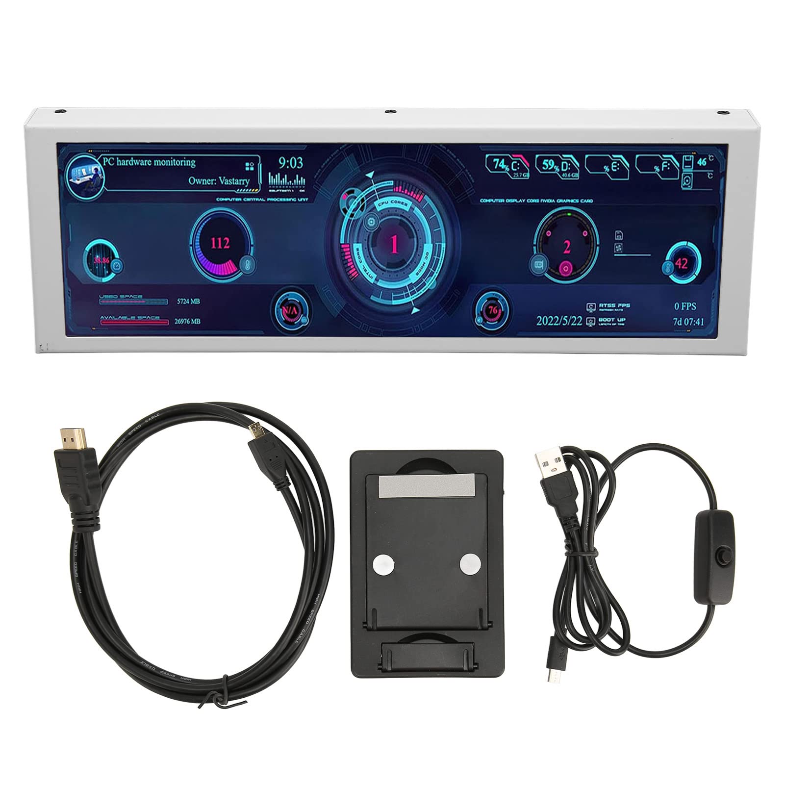 7.9 Inch IPS Display with CPU GPU RAM Temperature Monitor - Multi-Function Theme Editor & Stepless Brightness Adjustment for Raspberry Pi & Windows Systems - Perfect for DIY Projects, Home Automation & Gaming Setups