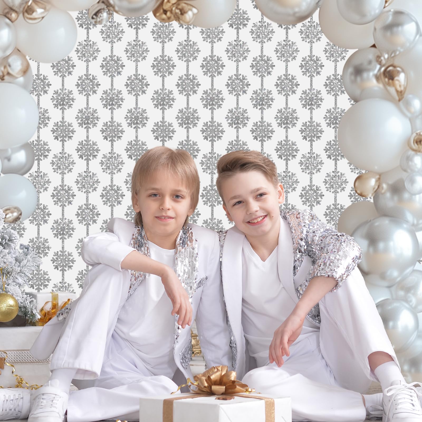 Silver Snowflake Foil Fringe Curtains - 3 Pack Iridescent Hanging Snowflake Streamers for Winter Wonderland Christmas Party Decor | Perfect for Holiday Home, Office & Wedding Decorations