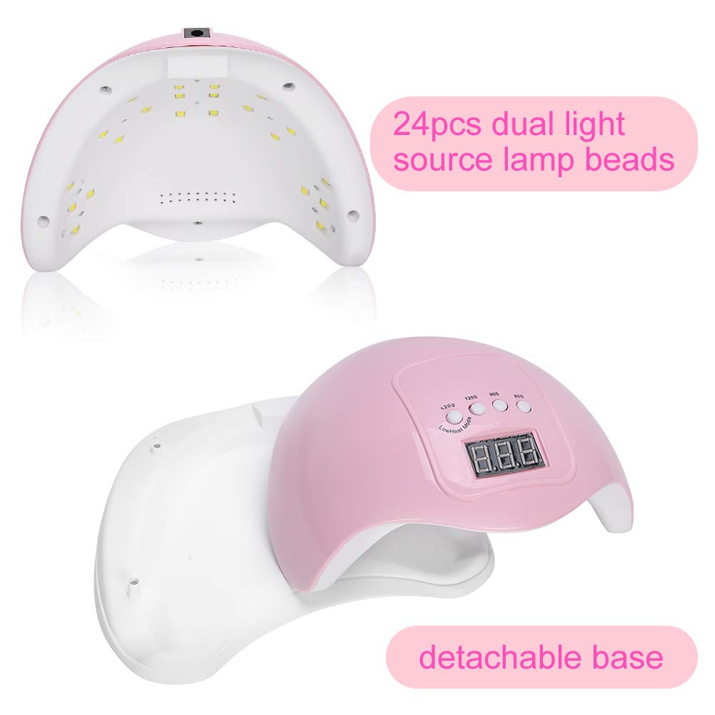 48W UV LED Nail Lamp for Gel Polish - Professional Salon Manicure Dryer with 4 Timer Settings & Auto Sensor (Pink) | Fast Curing for Home & Nail Salon Use