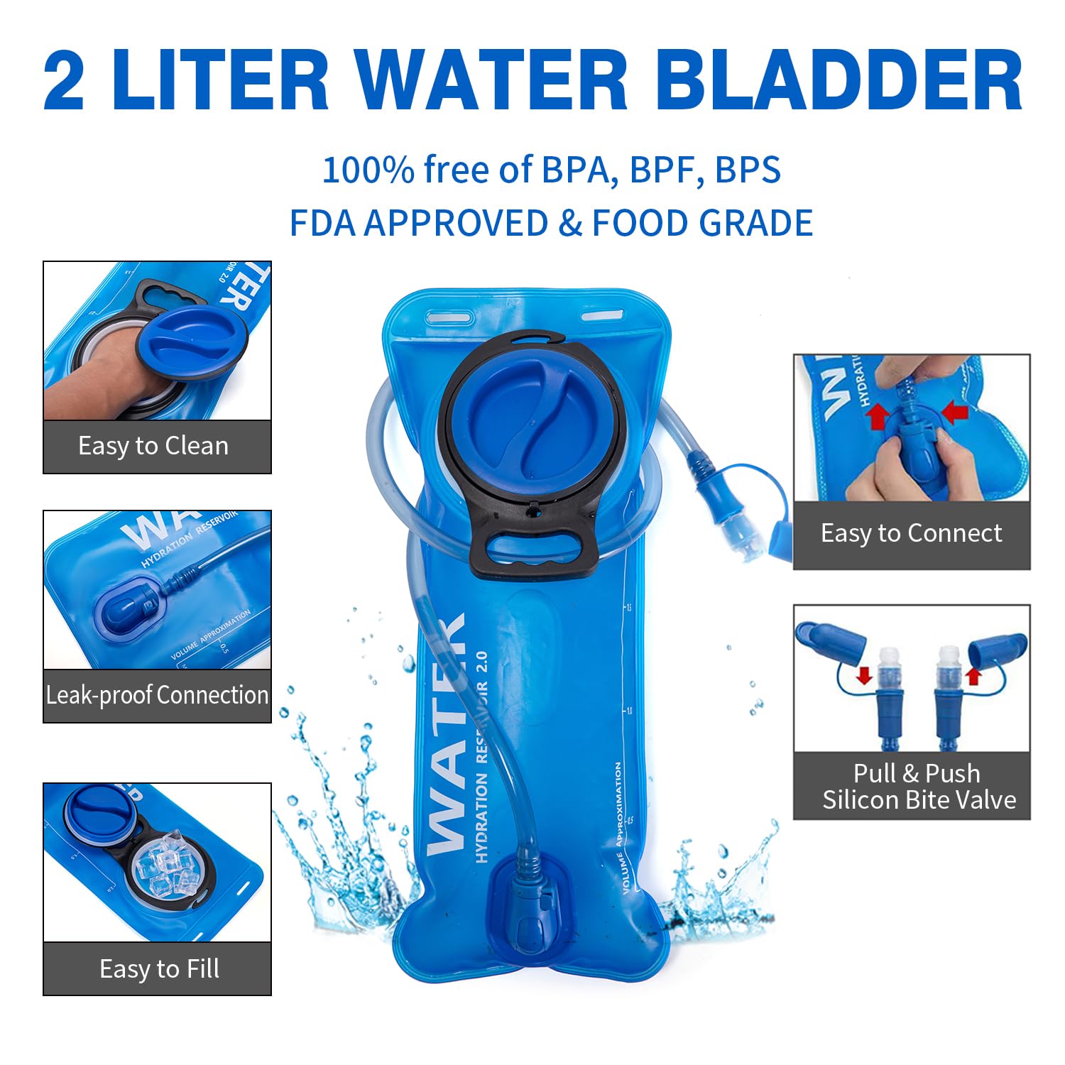 2L Hydration Backpack - 18L Lightweight Hiking Pack with Insulated Water Bladder for Men & Women - Perfect for Biking, Running, Camping & Outdoor Festivals