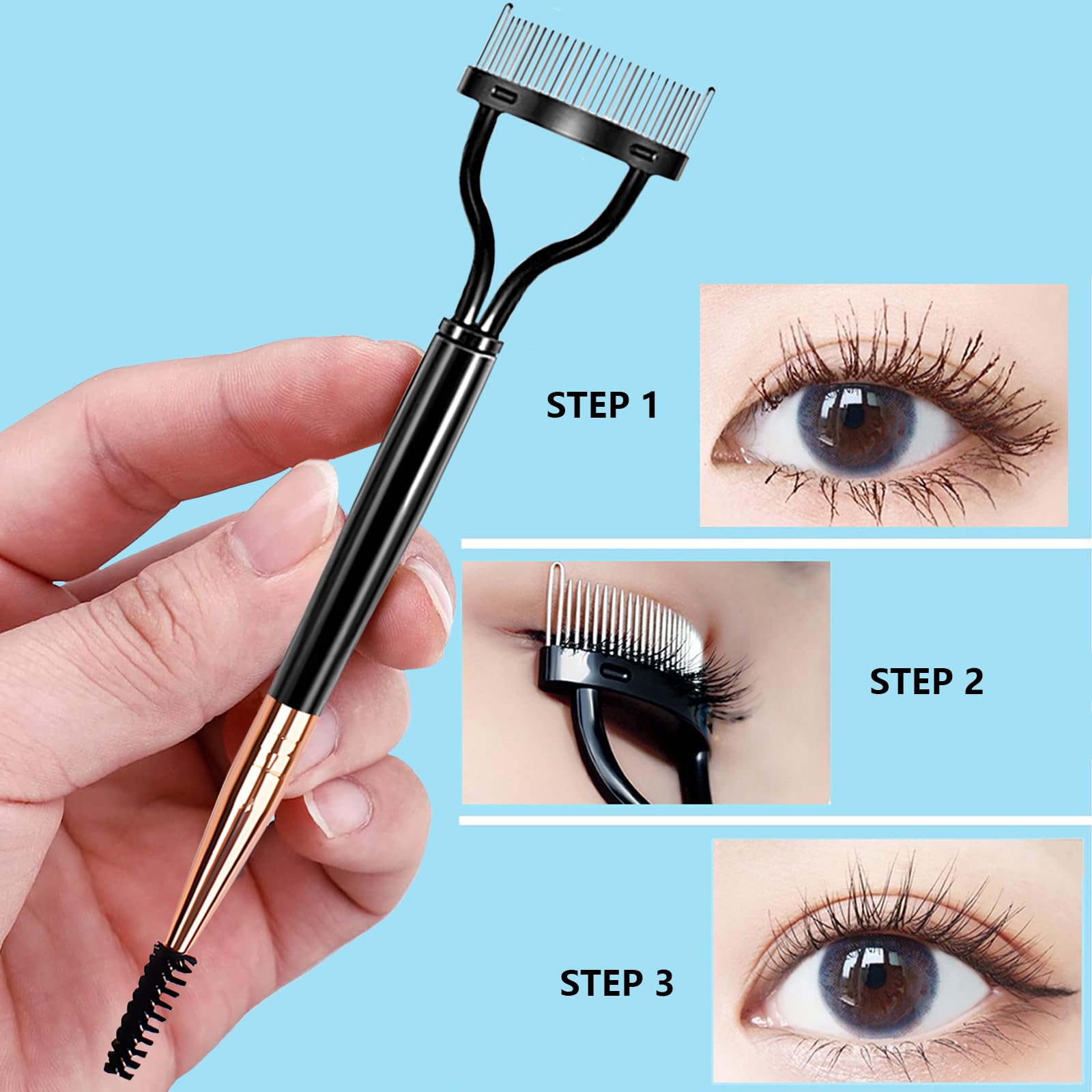 2-Pack Dual Head Eyelash Comb with Adjustable Brush - Lash Separator Tool with Cover for Mascara Removal | Perfect for Salon, Home & Travel Makeup Kit