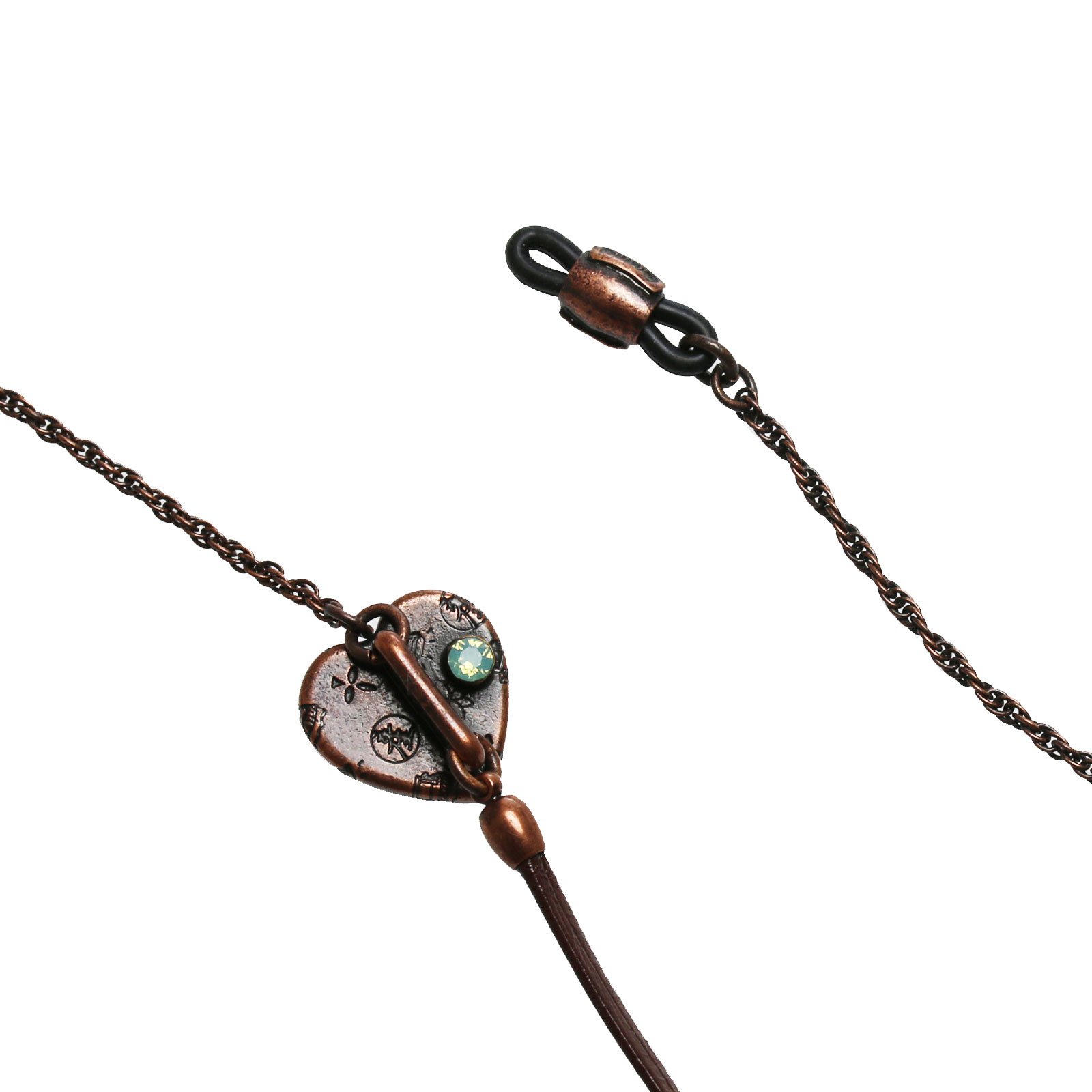 Elegant Lilies Leather Eyeglass Chain with Heart Charm - Stylish Glasses Holder for Reading, Driving & Fashion Accessories