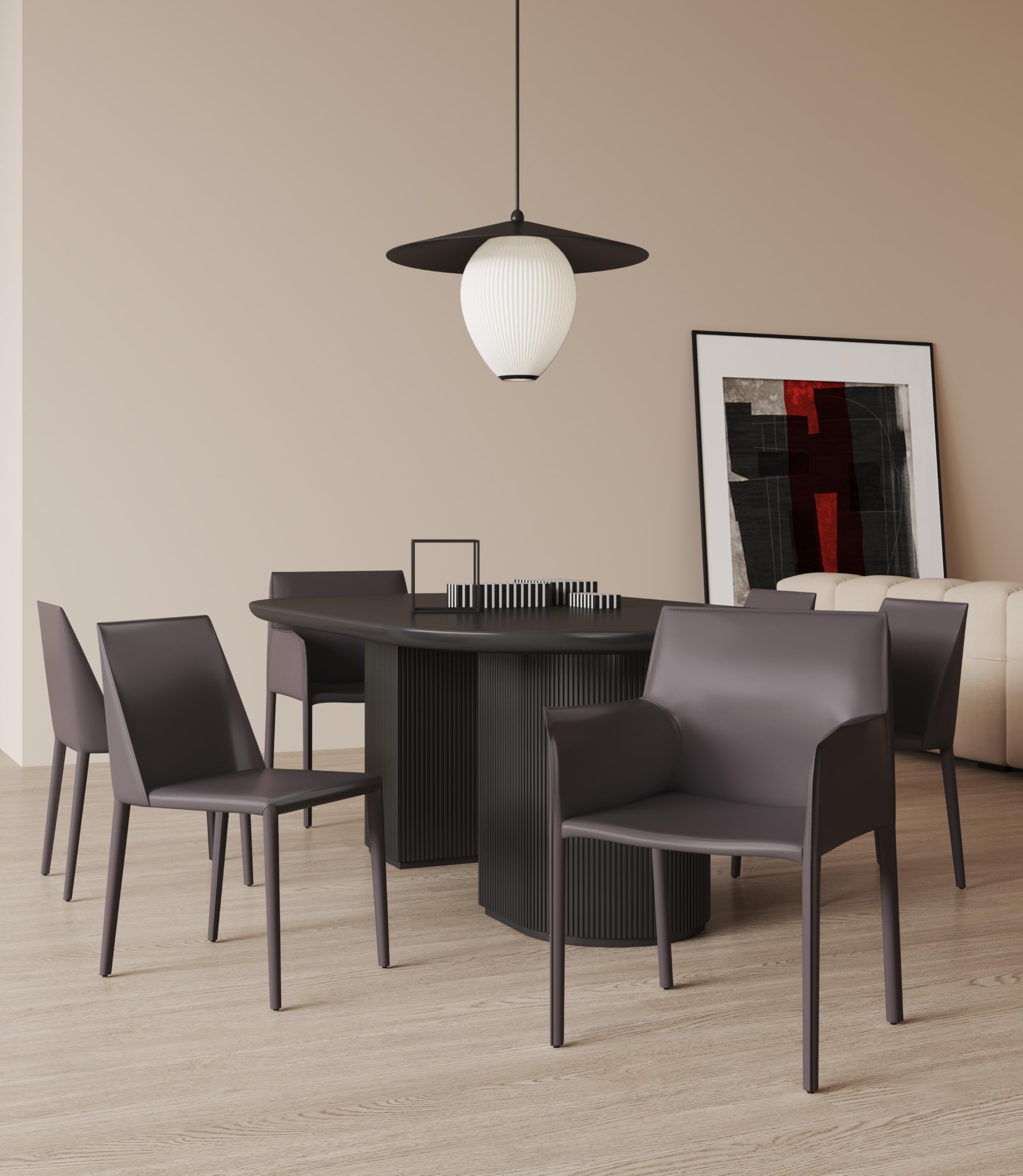 Paris Modern Saddle Leather Dining Chairs - Set of 2 Grey Metal Frame Kitchen Chairs with Padded Seat | Fully Assembled Comfortable Accent Furniture for Dining Room, Kitchen & Breakfast Nook