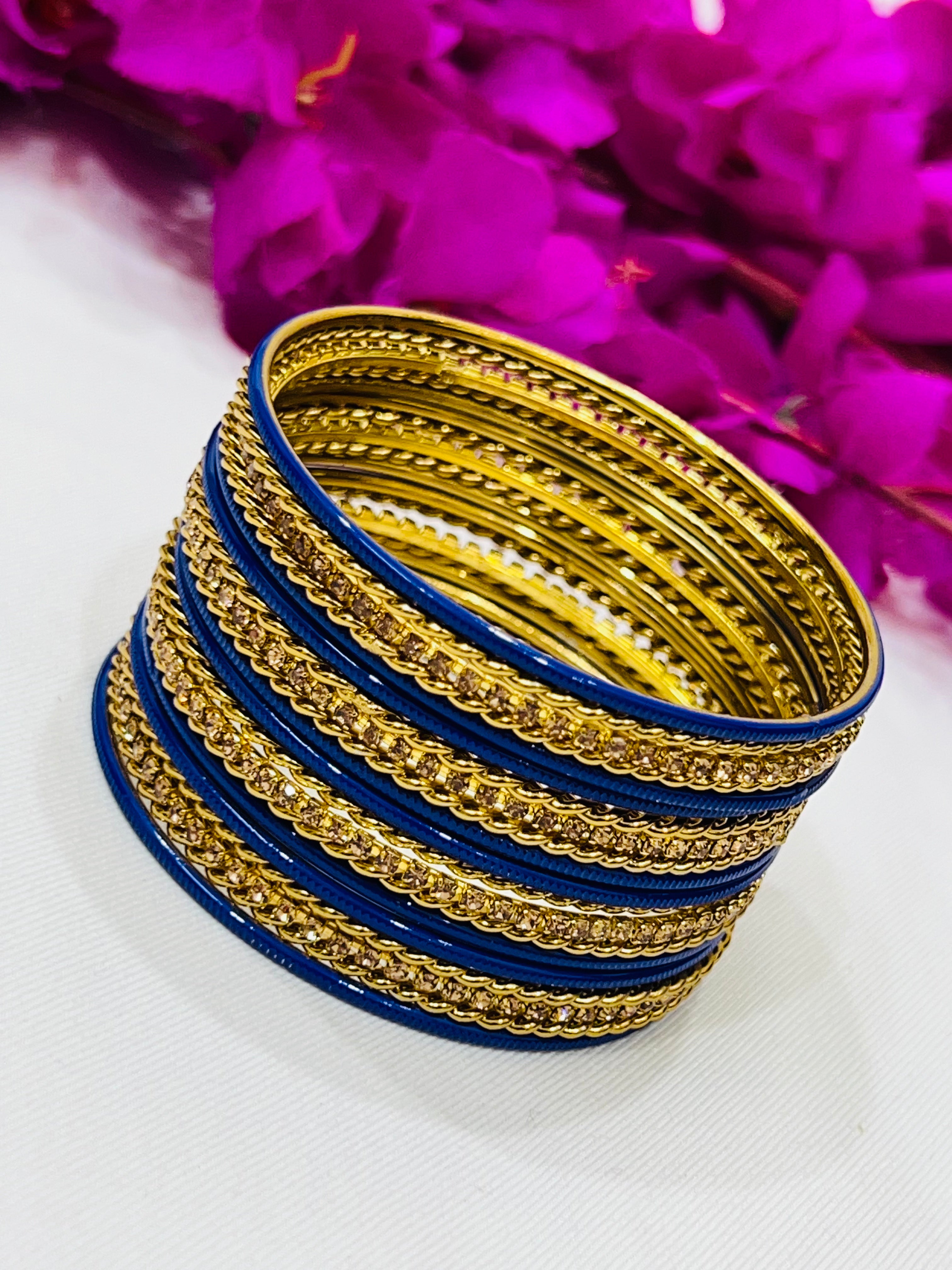 Enchanting Blue Smooth Finish Metal Bangles for Women - Elegant Jewelry for Parties, Weddings & Everyday Wear