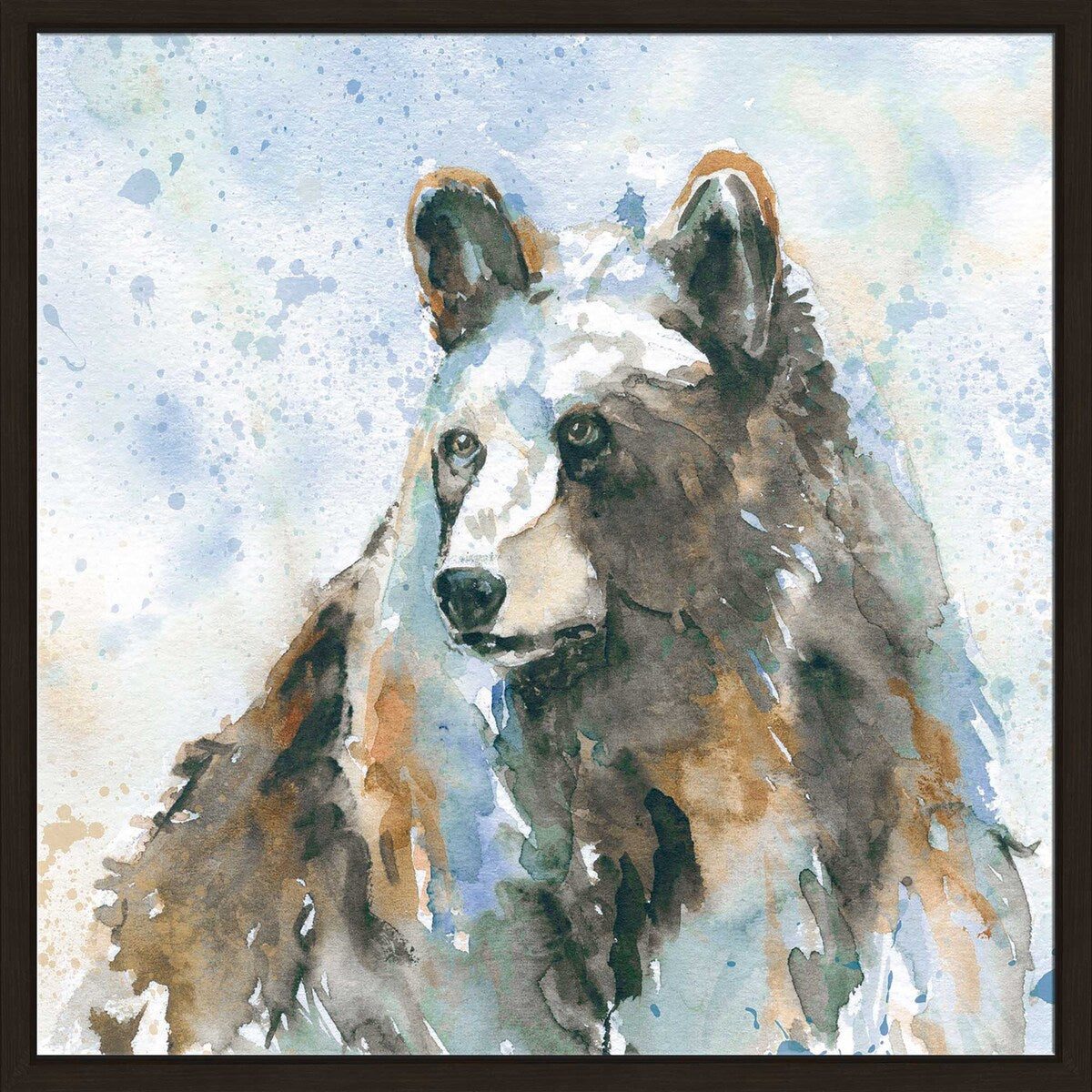 Black Bear On Blue by Carol Robinson - Premium Floating Canvas Wall Art for Living Room, Bedroom & Office Decor