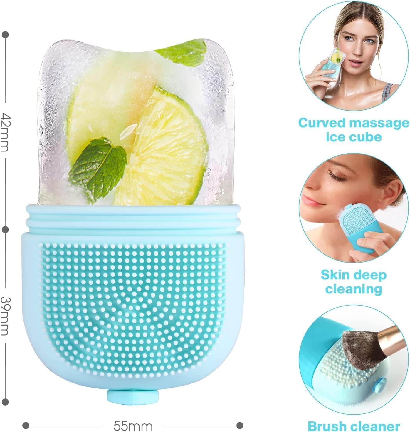 Ice Roller for Face & Eyes - Cooling Facial Massager for Puffiness Relief, Skincare Tool with Jade Roller & Gua Sha - Natural Himalayan Stone Ice Mold - Perfect for Morning Routine & Post-Workout Recovery