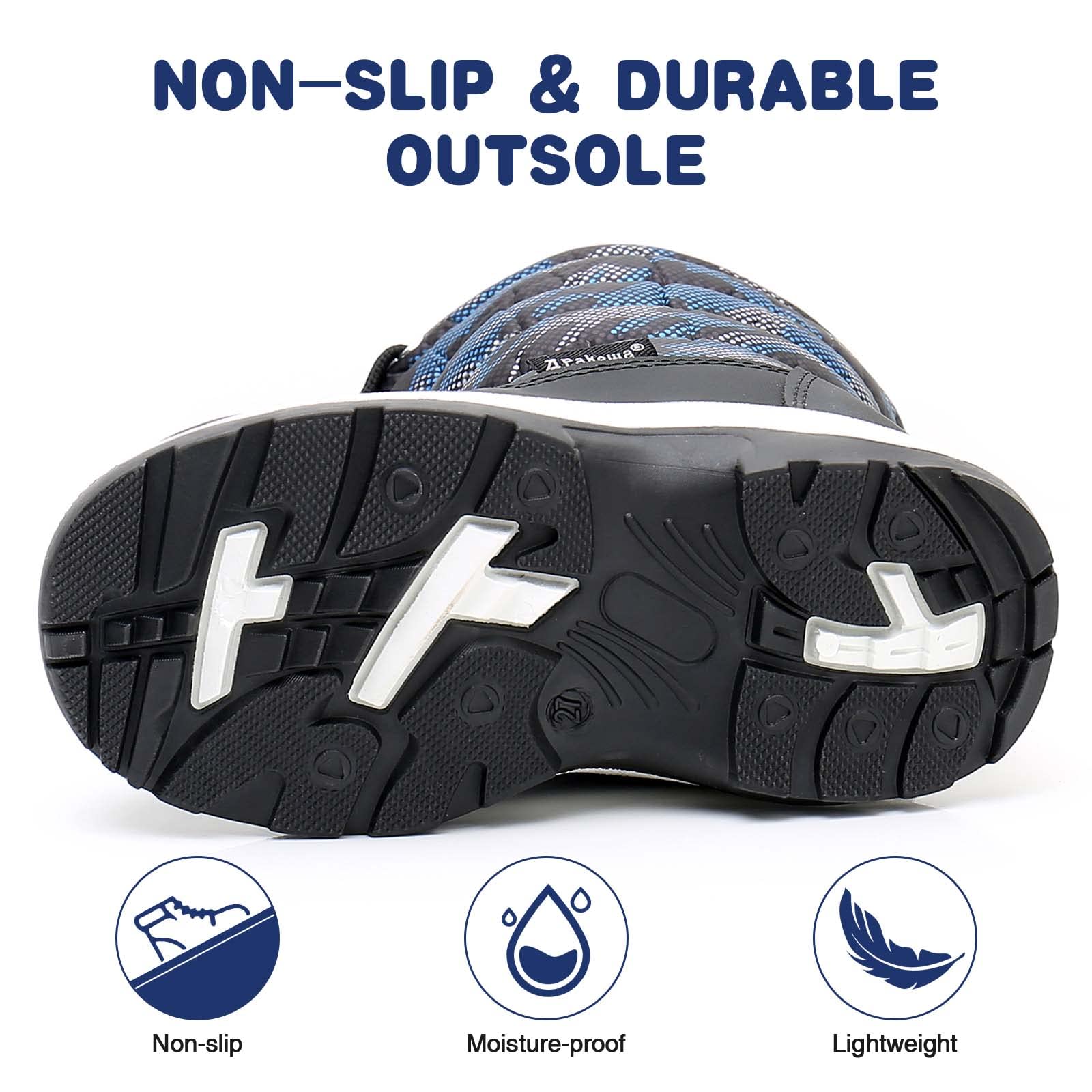 Apakowa Waterproof Winter Snow Boots for Kids - Cold Weather & Water Resistant (Toddler, Little Kid, Big Kid) | Perfect for Snow Play, Outdoor Adventures & School Winter Activities