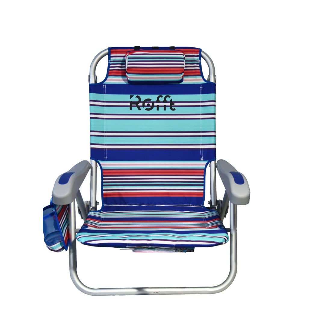 6-Position Reclining Beach Chair with Backpack Straps - Heavy Duty Folding Beach Chairs for Adults, Lightweight & Lay Flat Design - Perfect for Beach, Camping, Poolside & Outdoor Relaxation