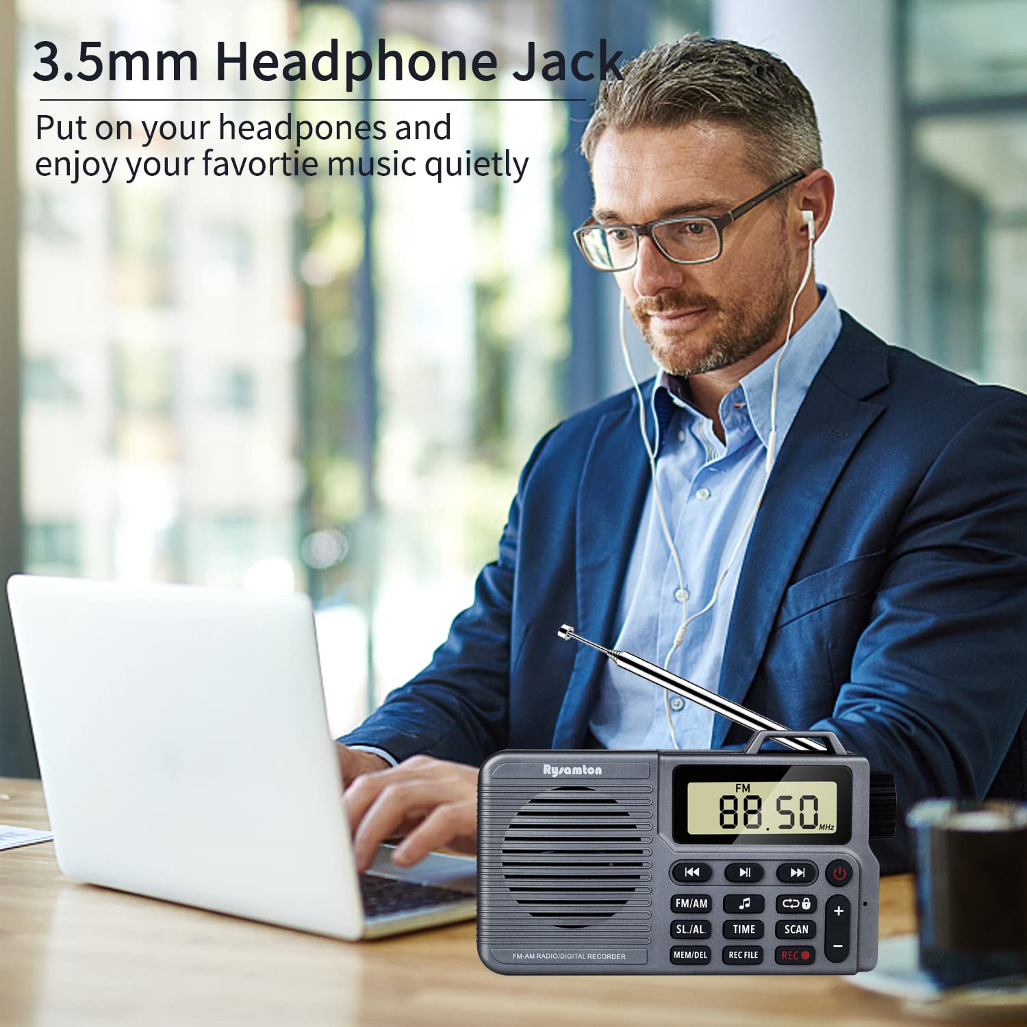 Portable AM/FM Radio with Bass Speaker - Micro SD Card Support, Recording, Long Battery Life, Alarm & Sleep Timer | Perfect for Camping, Travel, and Emergency Preparedness