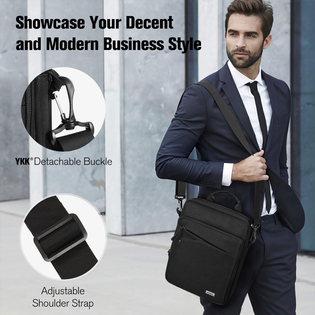 MoKo 12.9 Inch iPad Sleeve Case - 360° Protective Tablet Bag with Shoulder Strap for iPad Pro M4/M2/M1, iPad Air M2 2024, Galaxy Tab S9+/S8+ 12.4 - Perfect for Travel, Office & School Use (Black)