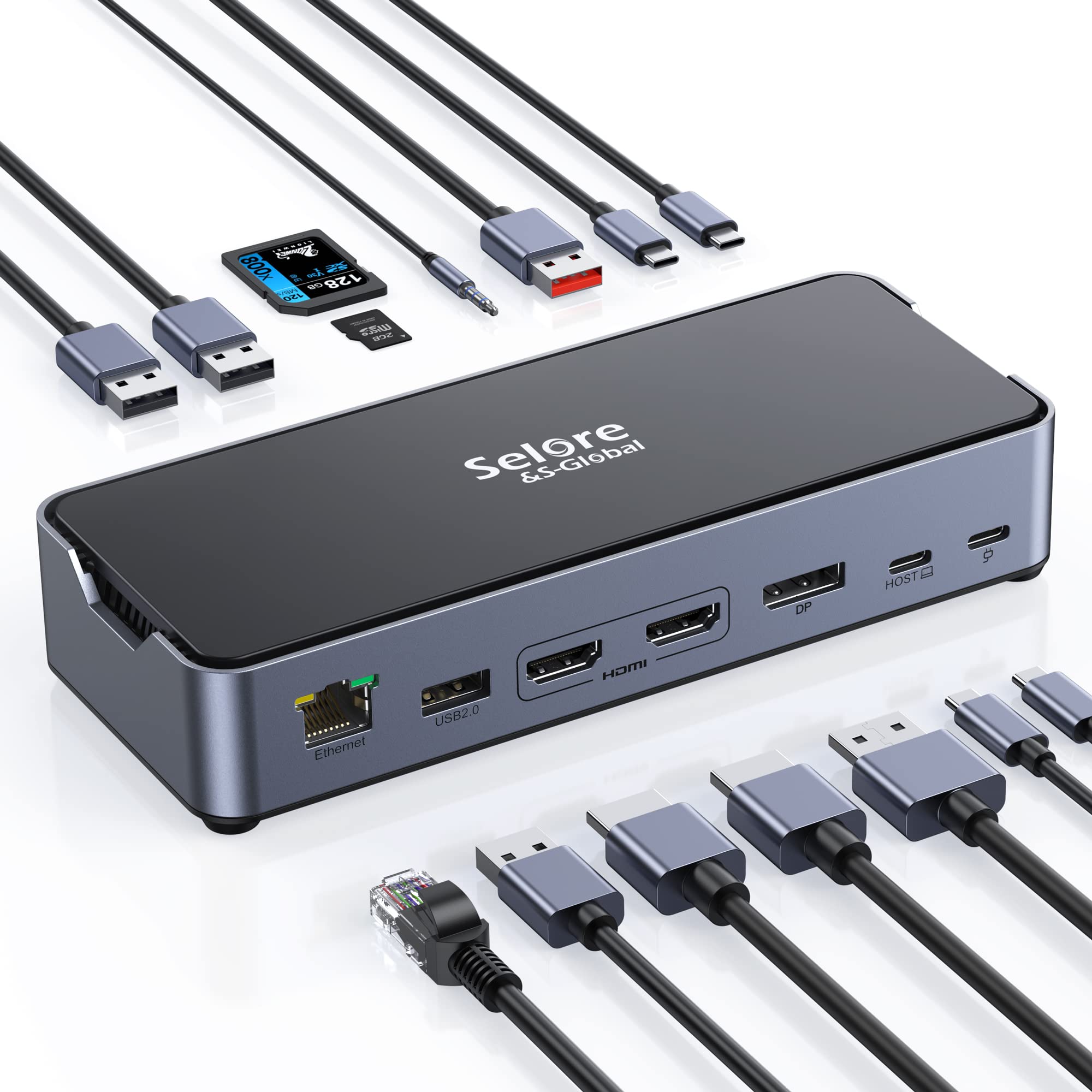 15-in-1 USB C Docking Station with Dual HDMI & DisplayPort - 8K/4K Triple Monitor Support, 100W PD Charging, 10Gbps USB 3.1, Ethernet RJ45 - Compatible with Dell/Lenovo Laptops - Perfect for Home Office & Multi-Screen Workstations