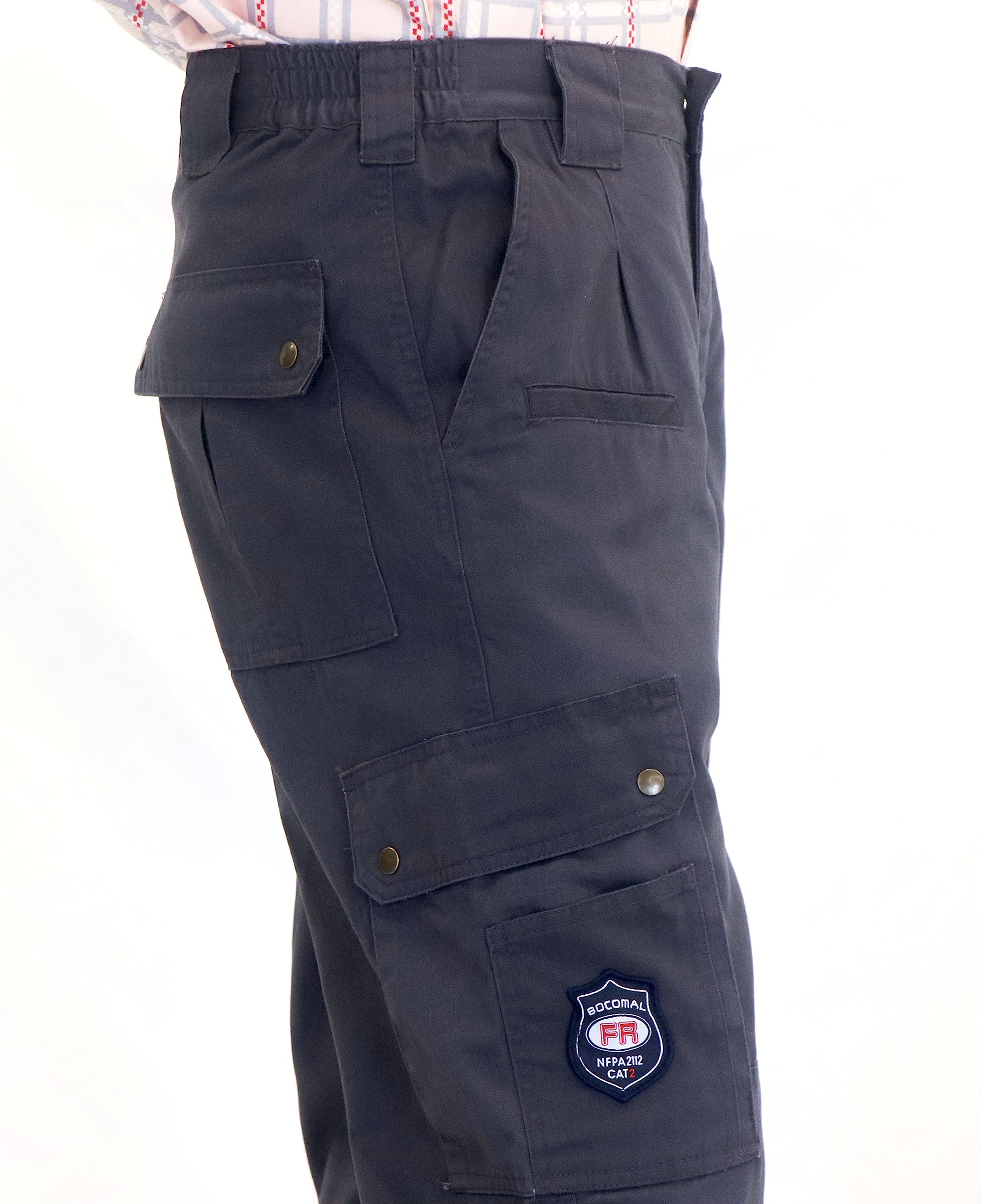 BOCOMAL Men's FR Cargo Pants - 100% Cotton 7.5oz Flame Resistant Work Pants for Utility & Safety | Ideal for Electricians, Welders & Industrial Workers