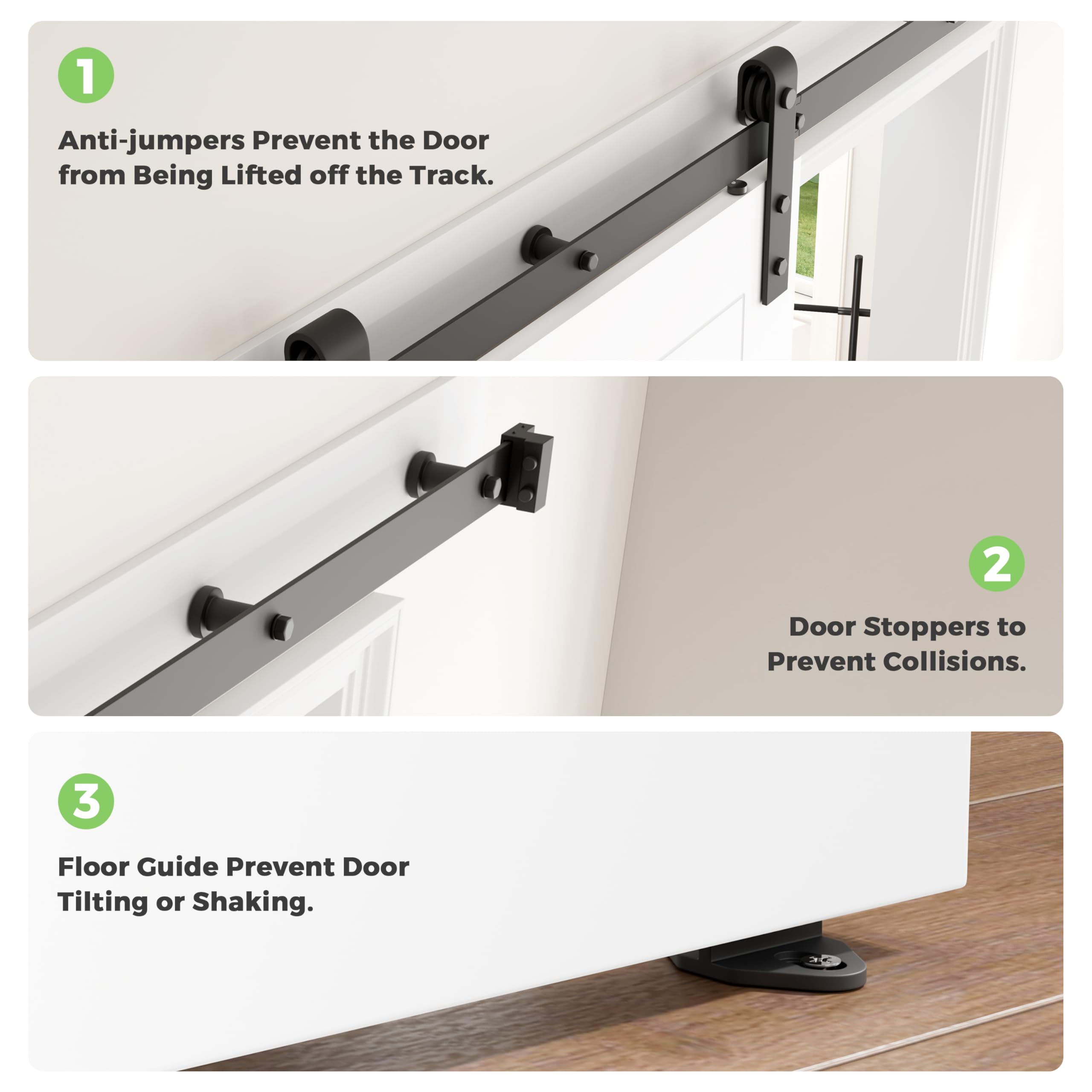 DELAVIN 30 x 84 Inch White Sliding Barn Door Kit with 5-Panel Design - Waterproof & Scratch-Resistant PVC Surface - Includes 5 FT Hardware & Handles - Easy Assembly for Interior Doors - Perfect for Bedrooms, Closets, and Farmhouse Style Homes