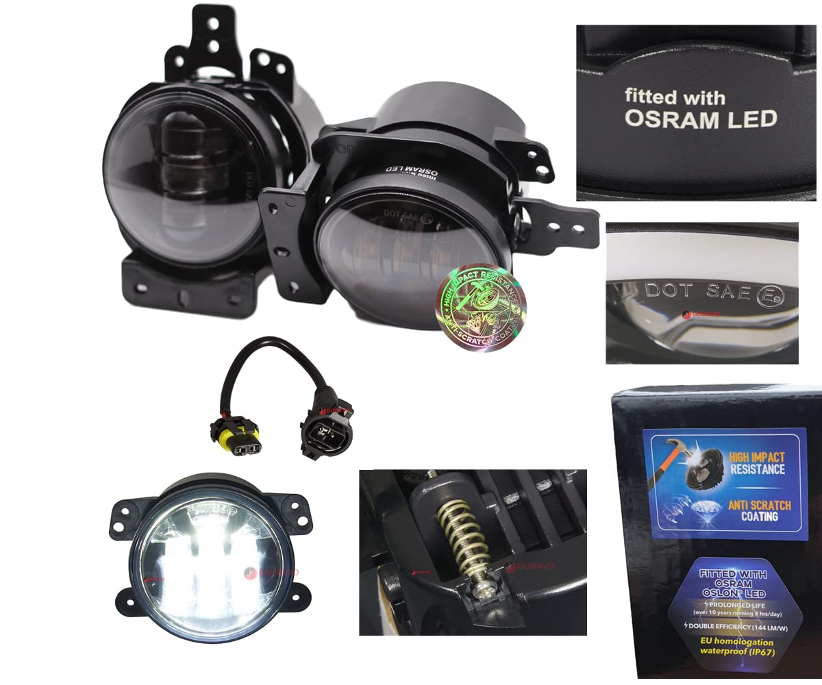 4 Inch LED Fog Lights for Jeep Wrangler JL/JLU (2018-2023) - Compatible with Sport, Rubicon & Sahara Models - Waterproof Round Fog Lamps with Mounting Brackets - Perfect for Off-Roading, Night Driving & Extreme Weather Conditions