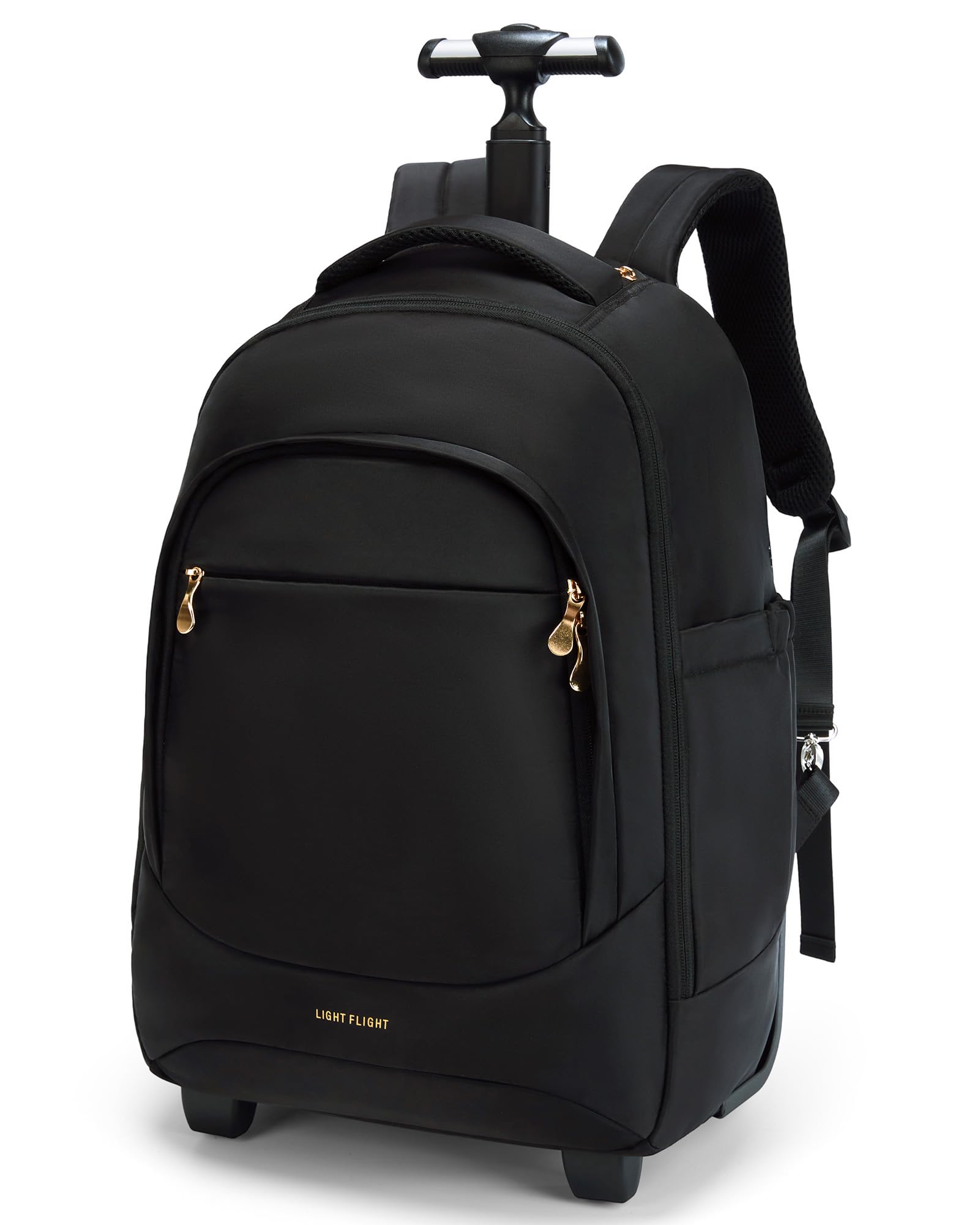 LIGHT FLIGHT Rolling Travel Backpack - Water-Resistant Wheeled Laptop Backpack for Adults & College Students, 17 Inch Large Carry-On Luggage with Wheels (Black) - Perfect for Air Travel, Business Trips & Campus Commutes
