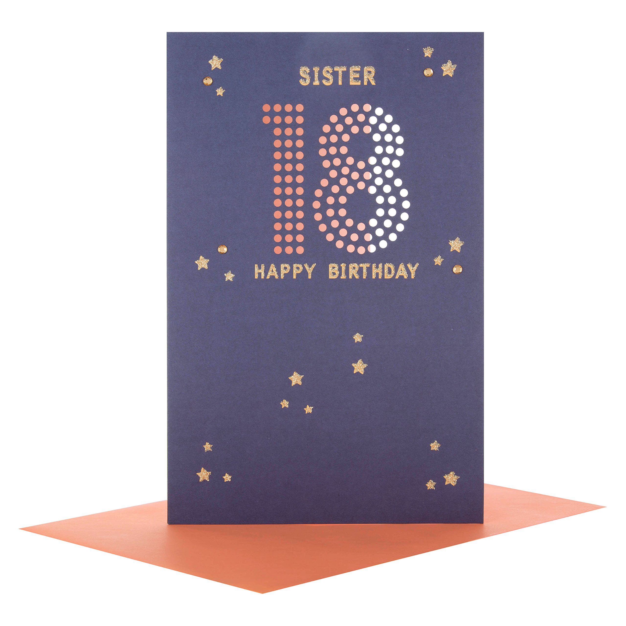 Hallmark Sister 18th Birthday Card - 'Congratulations' Greeting Card for Sister's Milestone Birthday - Perfect for Sweet 18 Celebrations, Graduation Gifts & Special Occasions