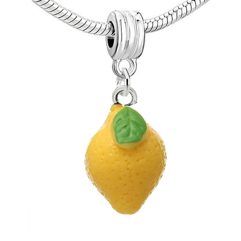 Sparkling Resin Lemon Yellow Fruit Charm Pendant for Snake Chain Bracelets - Elegant Dangle Jewelry for Women, Party & Everyday Wear