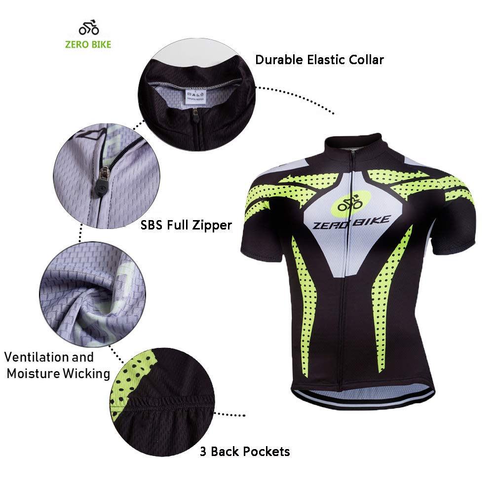 Men's Cycling Jersey Set - Short Sleeve Breathable Quick Dry MTB Bike Shirt with 3D Padded Bicycle Shorts for Mountain & Road Biking | Comfortable Workout & Outdoor Sports Gear
