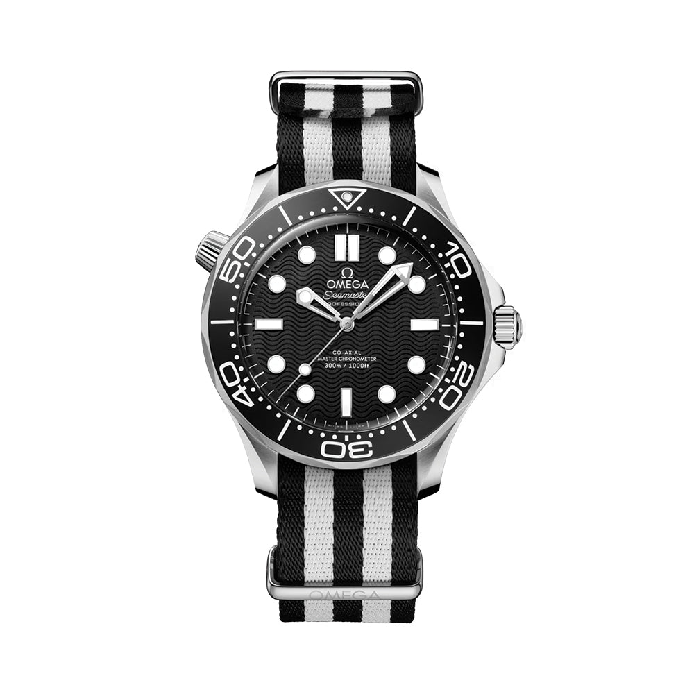 Omega Seamaster Diver 300M Co-Axial Master Chronometer Men's Watch - 42mm Black Dial with Fabric Strap - Luxury Swiss Automatic Dive Watch for Professional Scuba Diving & Everyday Wear