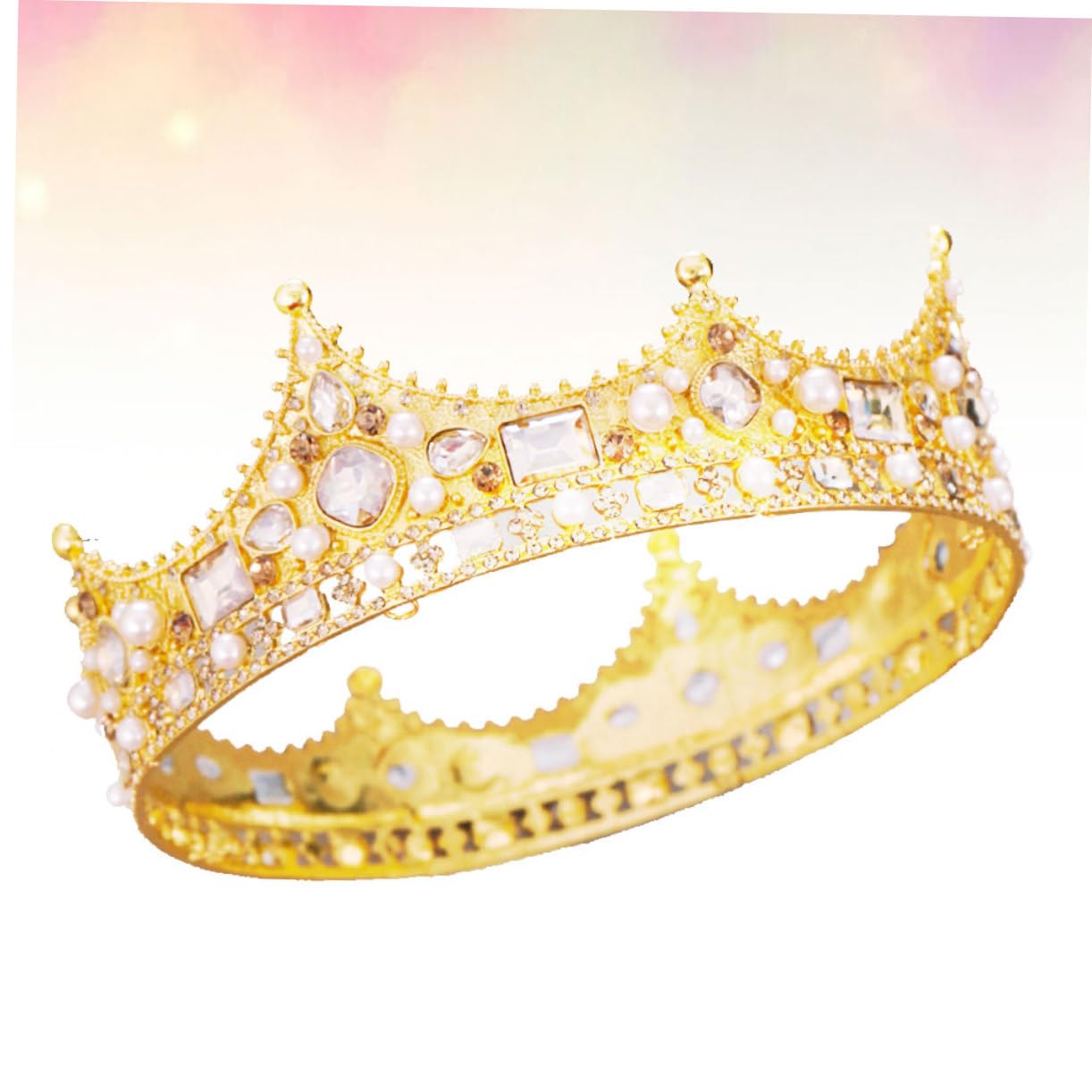 Beavorty Elegant Pearl Tiara Headpiece for Women - Bridal Crown with Rhinestones, Wedding Hair Accessories, Fairy Tiara for Bride, Perfect for Weddings, Prom, Pageants & Special Occasions