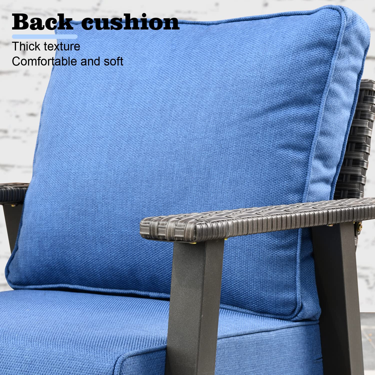 **HOOOWOOO 2-Piece Modern Wicker Outdoor Armchair Set with 5-Inch Ultra Thick Cushions - All-Weather Patio Seating for Garden, Poolside & Backyard Relaxation (Blue Cushions)**