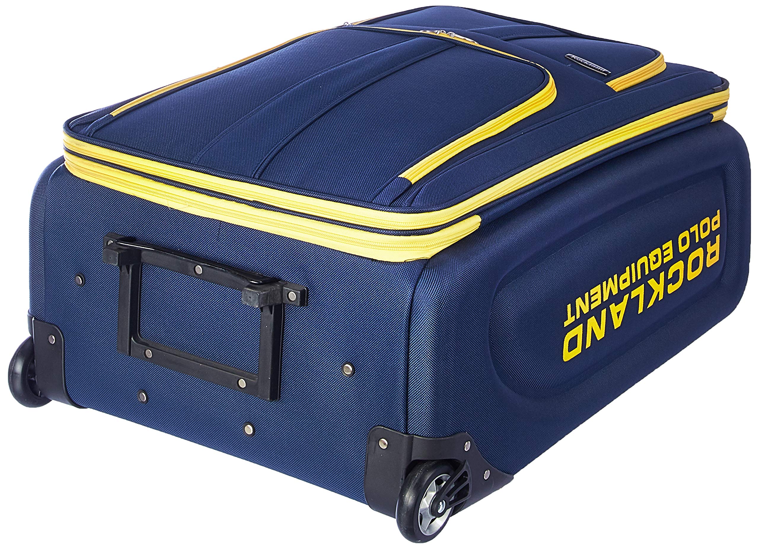 Rockland Polo Equipment Varsity Softside Upright Luggage Set - Navy Blue (18/22/26/30 Inch 4-Piece) | Lightweight Durable Suitcase for Travel, Business Trips & Family Vacations