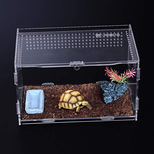 POPETPOP Reptile Breeding Box - Acrylic Terrarium Container for Lizards, Snakes & Small Pets | Portable Habitat with Ventilation | Perfect for Travel, Home Decor & Classroom Observation