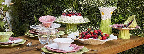 Bordallo Pinheiro Maria Flor Large Ceramic Cake Stand 37cm - Elegant Serving Platter for Wedding, Birthday Party & Afternoon Tea Dessert Display
