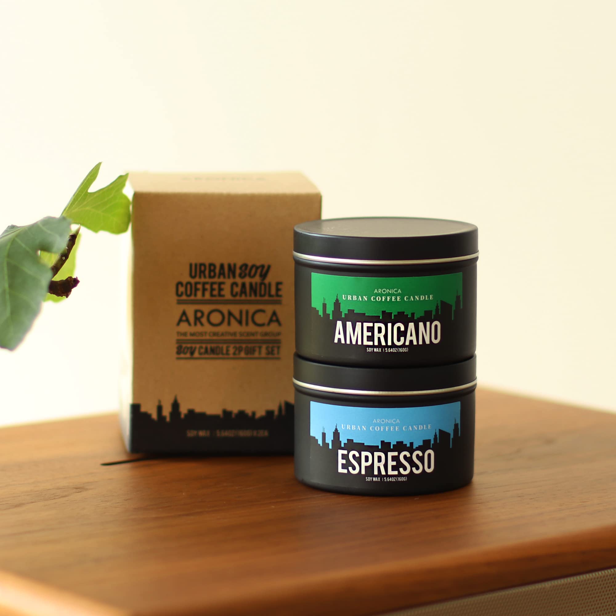 Aronica Espresso Coffee Scented Candle - Small Fall Home Decor & Kitchen Candle Set with Strong Ground Coffee Fragrance | Cozy Home Ambiance, Coffee Shop Vibe, Gift for Coffee Lovers