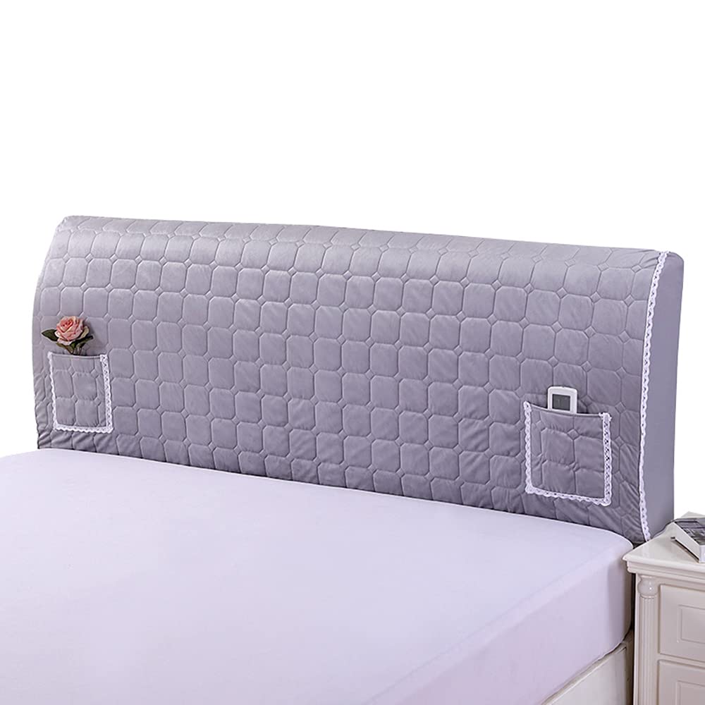 Renbin Stretchable Thickened Soft Bed Headboard Cover Slipcover Protector - Dustproof Headboard Cover for Bedroom Decor, Grey (150cm) - Perfect for Master Bedroom, Guest Room & Home Staging