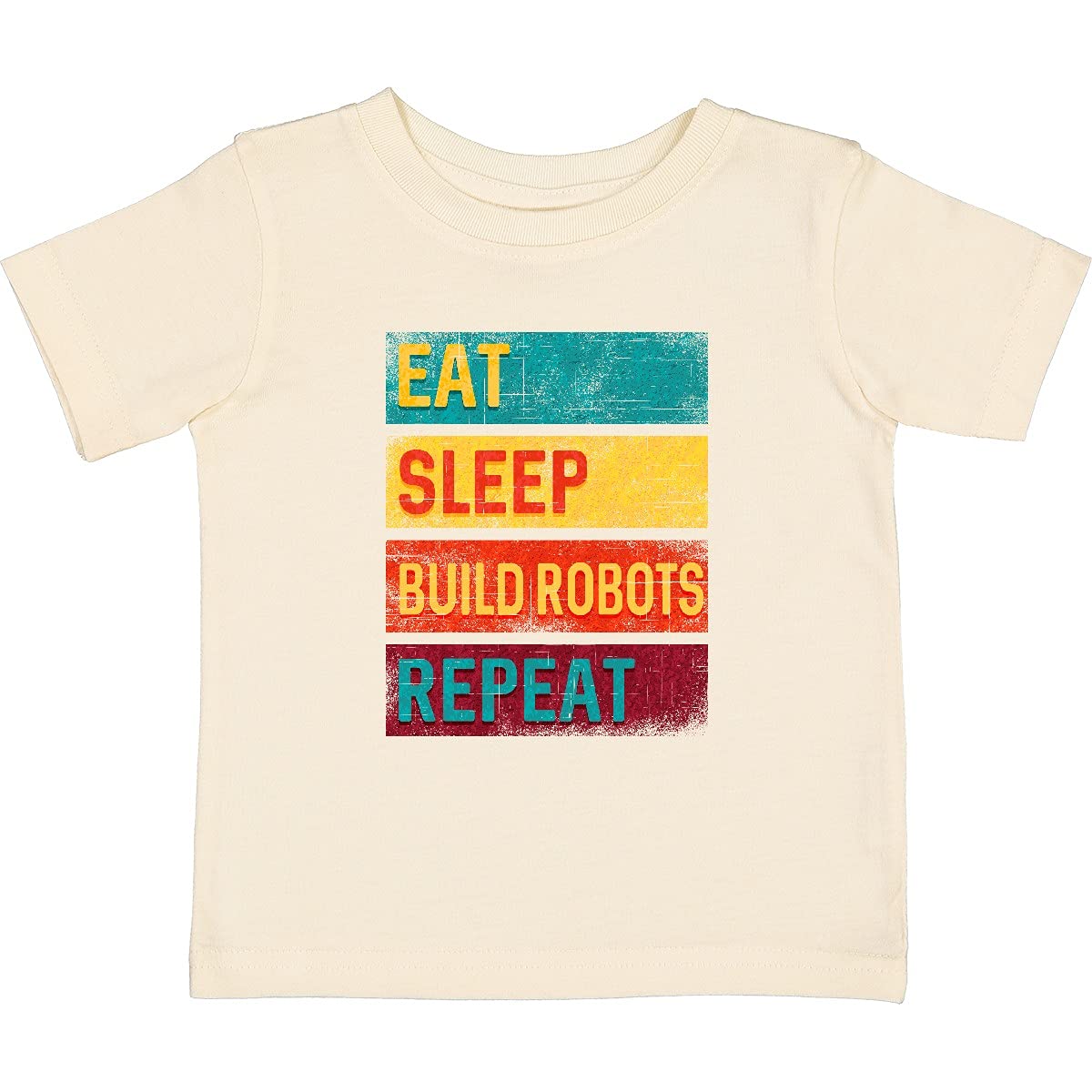 Inktastic Robotics Eat Sleep Build Robots Repeat Baby T-Shirt - Cute Robot Themed Outfit for Toddlers & Infants - Perfect for Playtime, STEM Events & Robot Lovers