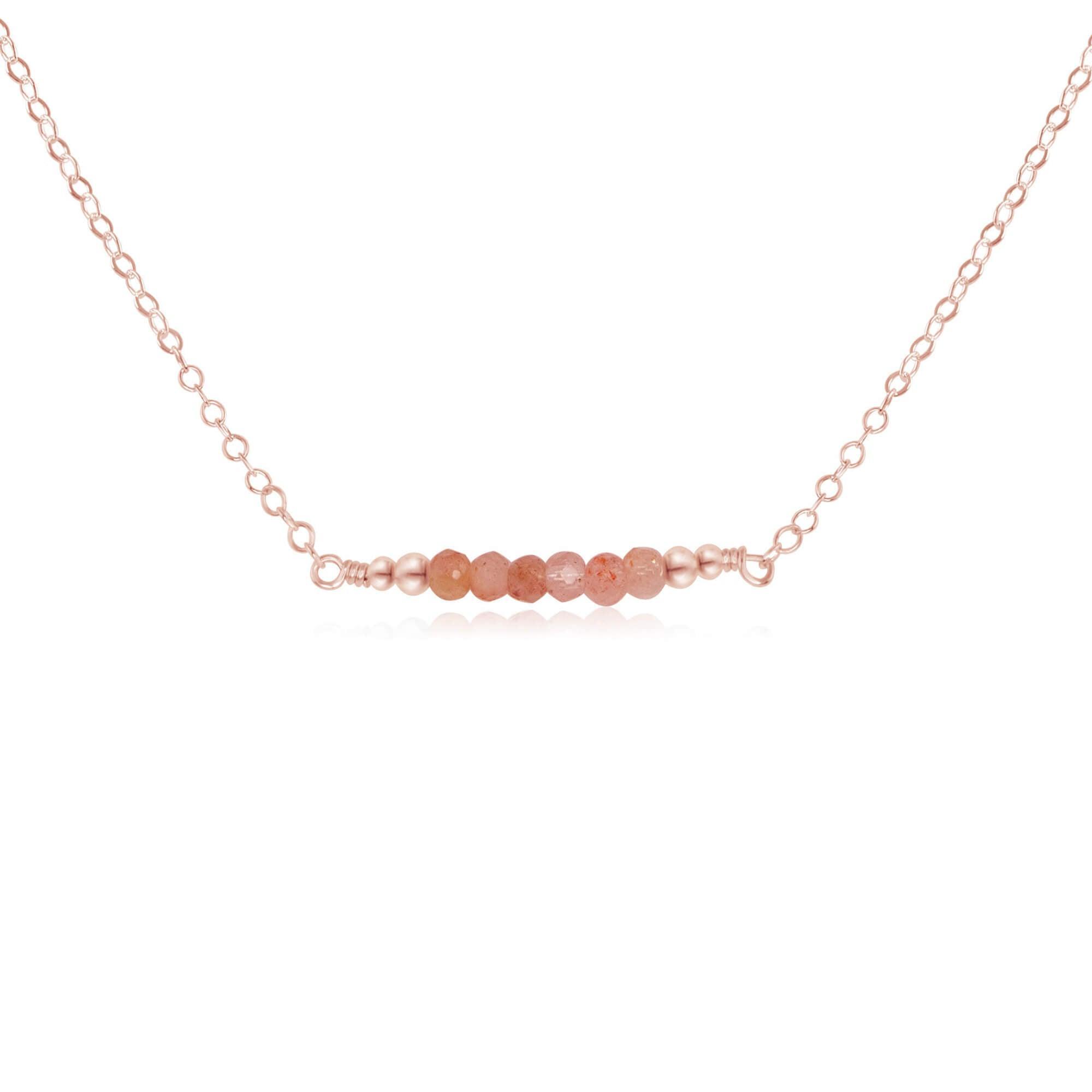 Sparkling Orange Sunstone Faceted Bead Bar Necklace - Handmade Gemstone Jewelry for Women, Elegant Boho Necklace for Everyday Wear & Special Occasions