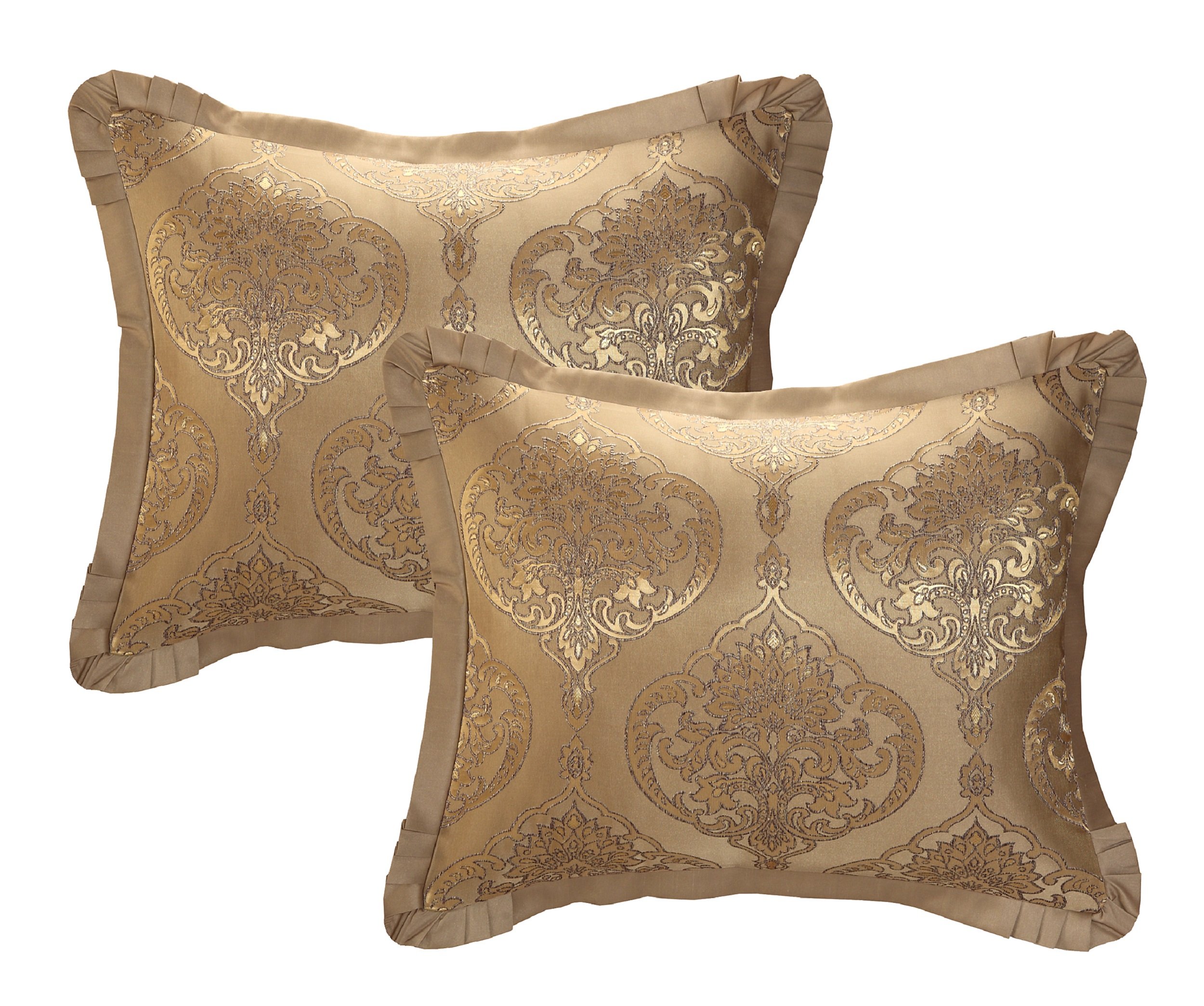 Chic Home 9-Piece Como Jacquard Bedding Set - King Size Luxury Comforter & Pillow Ensemble in Gold | Elegant Upholstery Quality Fabric for Master Bedroom Decor