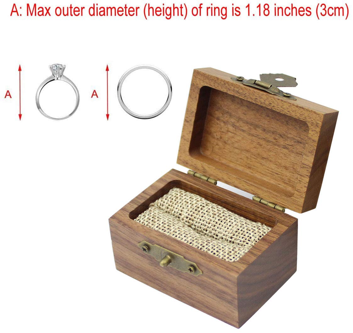 Handcrafted Rustic Walnut Wood Engagement Ring Box - Solid Wood Wedding Proposal Ring Storage Case - Perfect for Proposals, Weddings & Anniversary Gifts