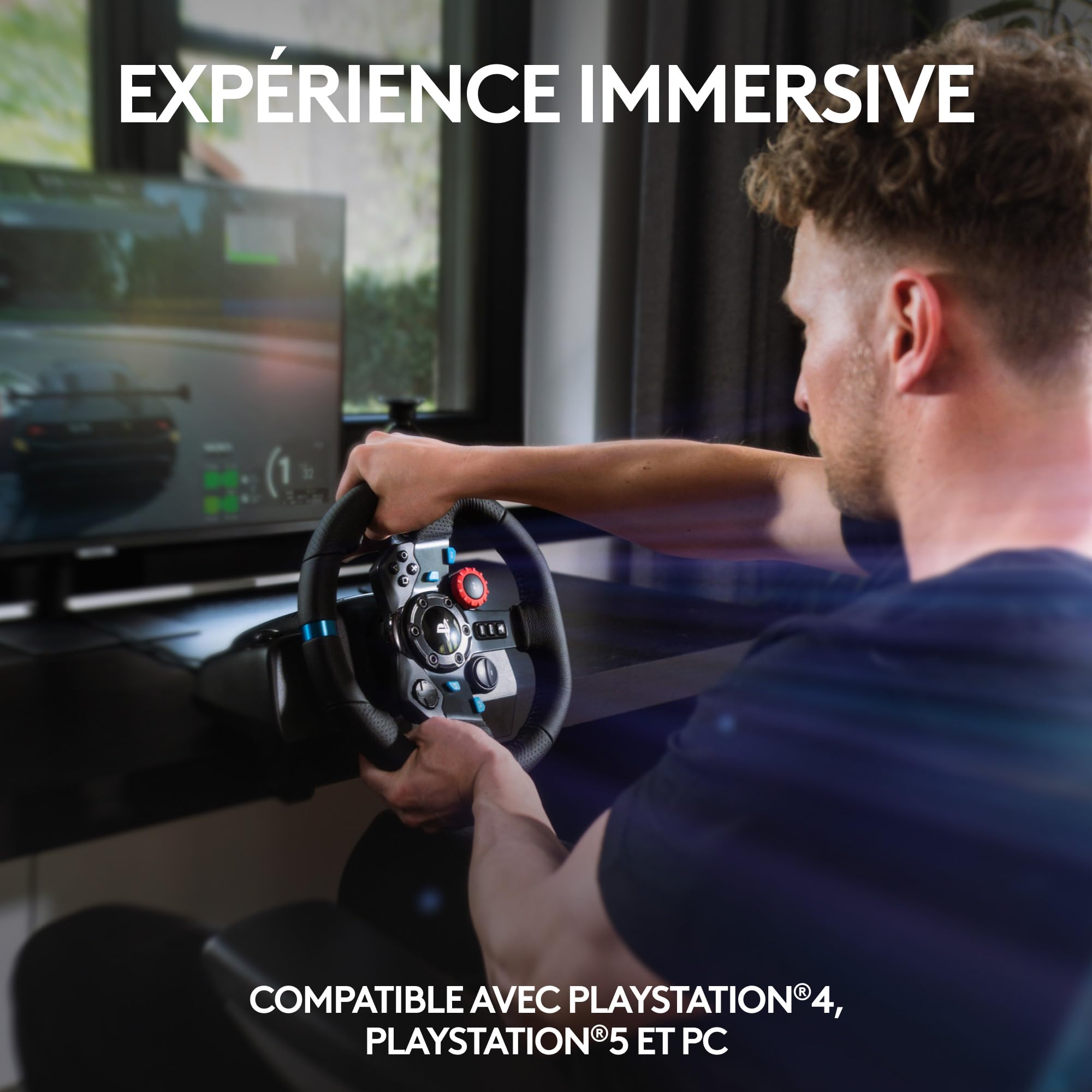 Logitech G29 Driving Force Racing Wheel with Leather Wrap, Realistic Force Feedback, Stainless Steel Paddle Shifters, 900-Degree Rotation - Compatible with PS5, PS4, PC, Mac (EU Plug) - Perfect for Sim Racing, Gaming, and Professional Driving Training