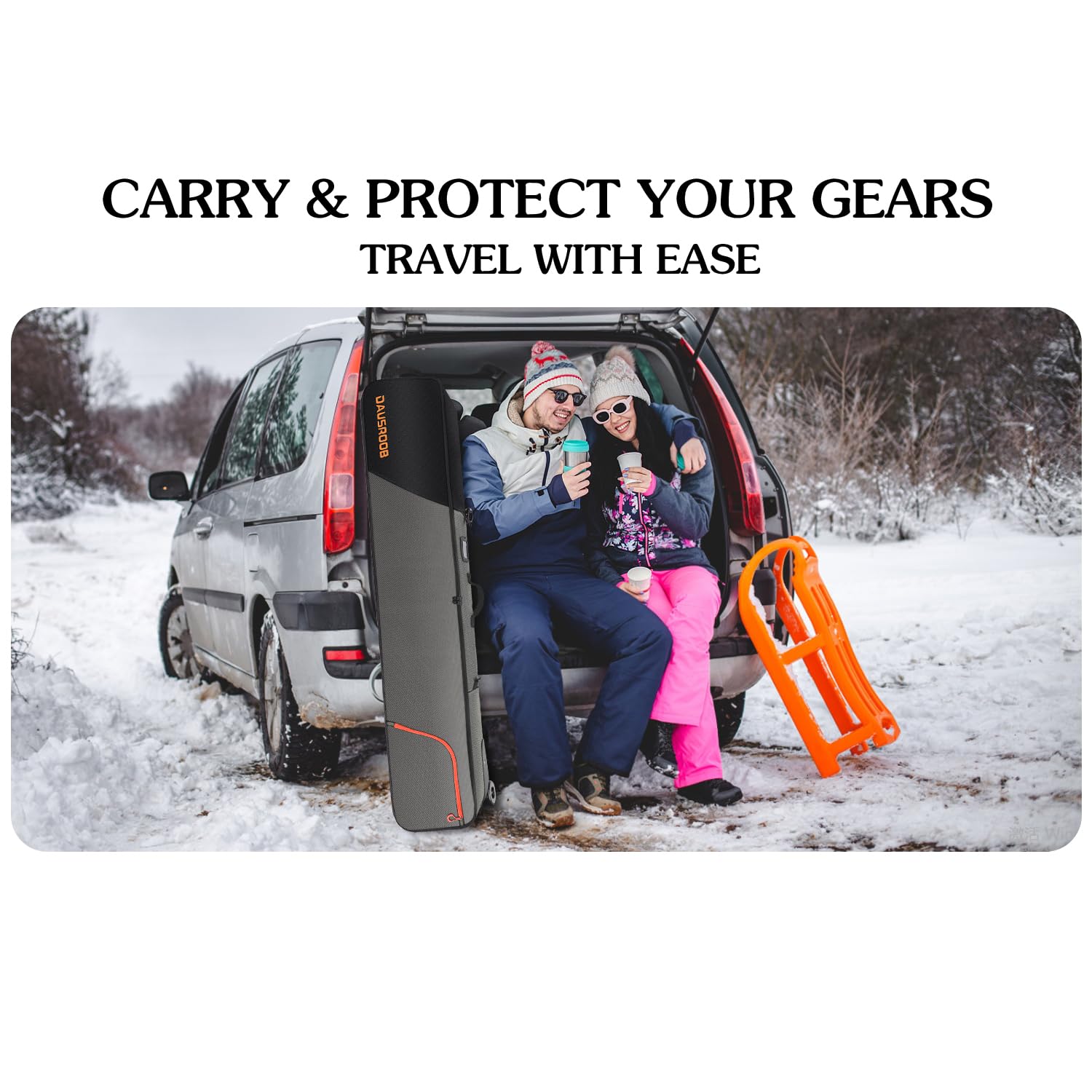 **1680D Waterproof Rolling Snowboard & Ski Bag with Wheels - Fully Padded Air Travel Ski Bag for Skis, Boots & Helmets | Durable Large Capacity Ski Travel Bag for Flying & Winter Sports**