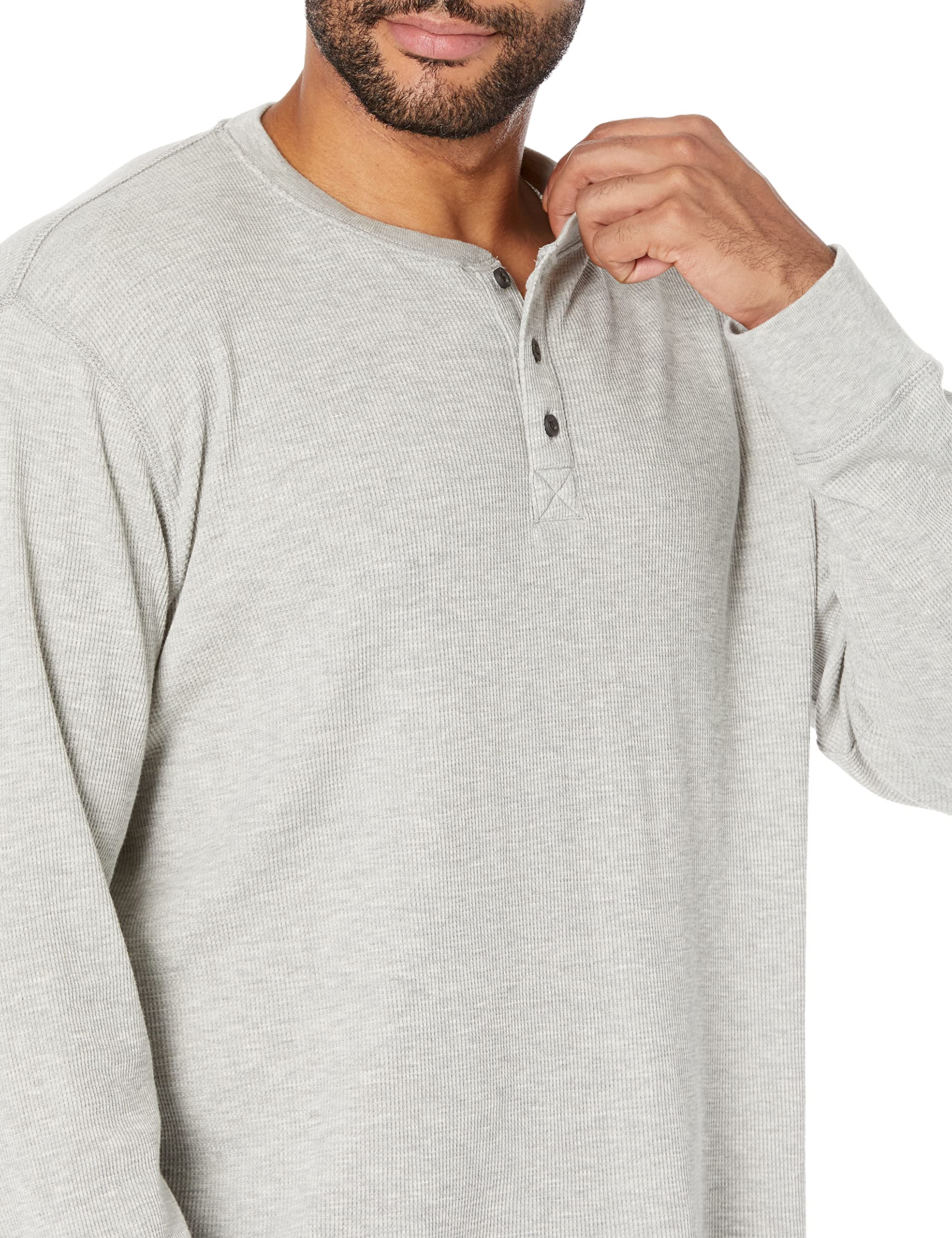 Wrangler Authentics Men's Long Sleeve Waffle Henley Shirt - Soft Thermal Cotton Top for Casual Wear, Outdoor Activities & Layering in Cold Weather