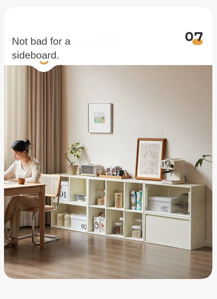 Pine Solid Wood Cream White Lattice Storage Low Bookcase - Modern Farmhouse Style Bookshelf for Living Room, Bedroom, Office - Perfect for Organizing Books, Decor & Storage Needs
