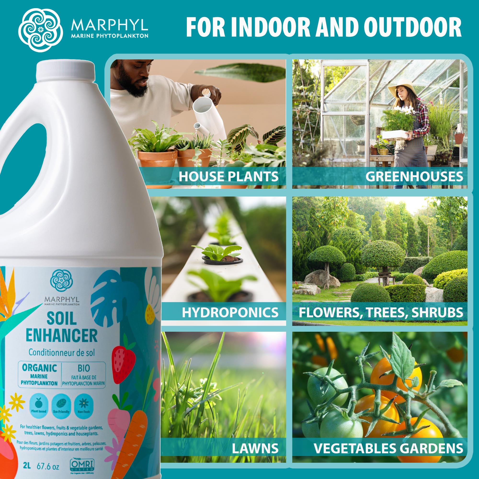 **MARPHYL Organic Liquid Fertilizer - All-Purpose Plant Food for Indoor & Outdoor Plants - Nutrient-Rich Lawn Fertilizer & Soil Enhancer for Flowers, Vegetables, Succulents, Bamboo & Hydroponics - Perfect for Houseplants, Gardens & Greenhouses**